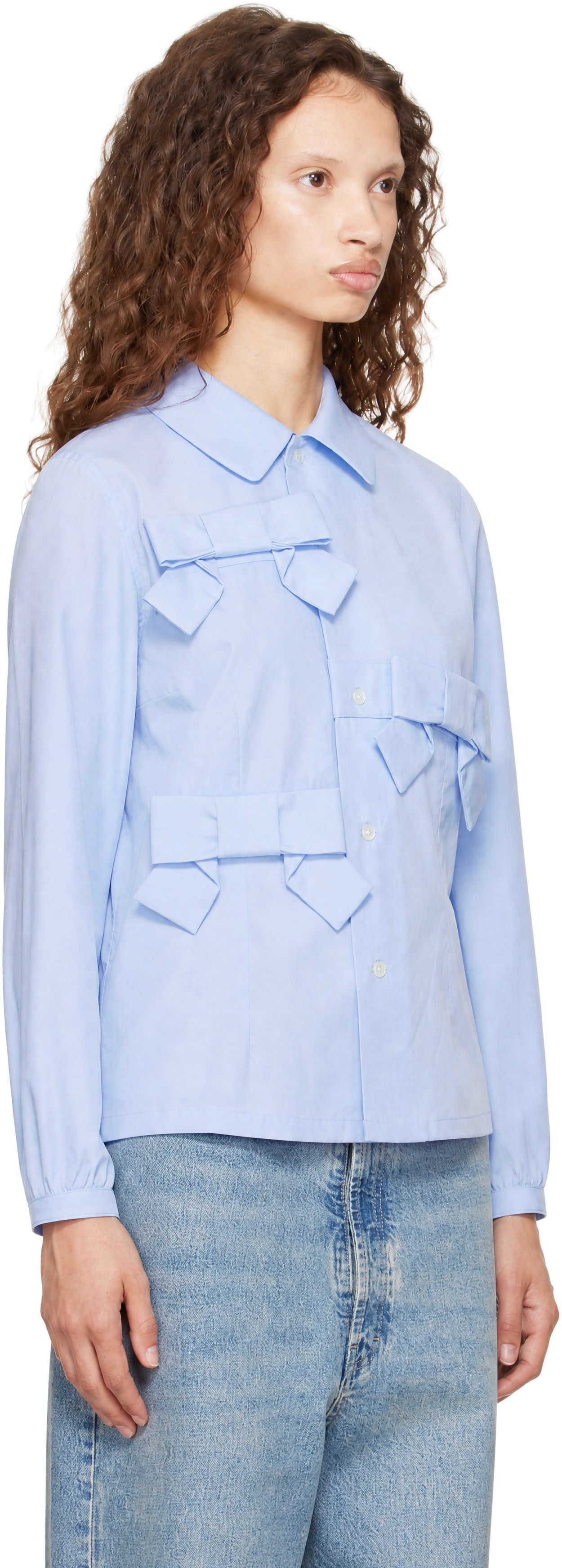 ✴︎COMME des GARCONS✴︎ブラウス Comme des Garçons Girl: Blue Cotton Broad Shirt | SSENSE
