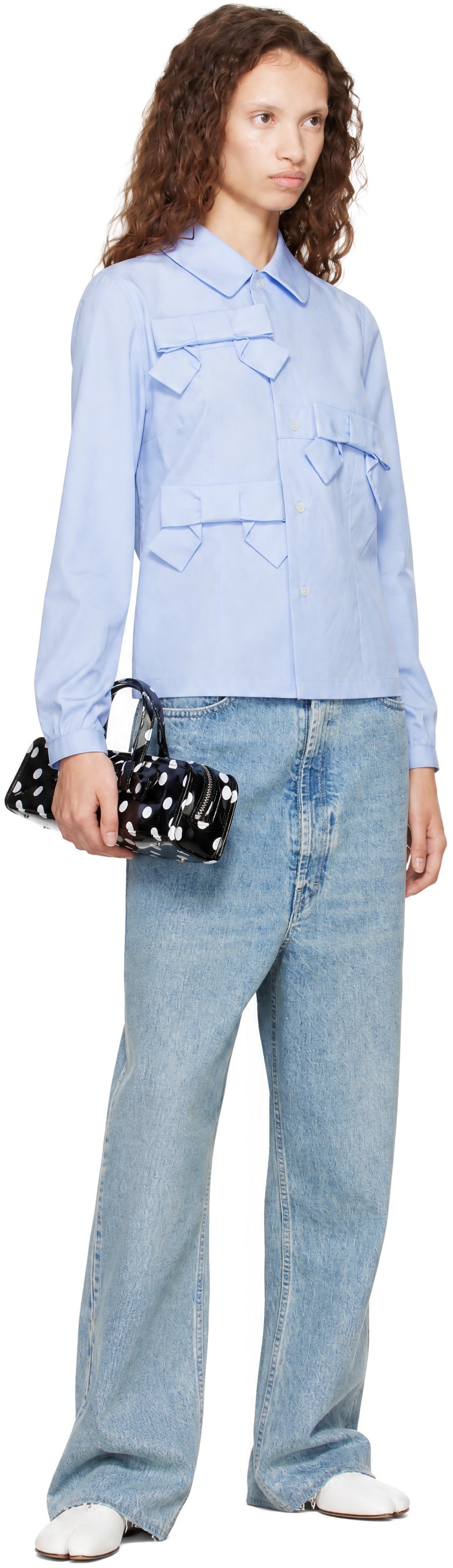 Comme des Garçons Girl: Blue Cotton Broad Shirt | SSENSE