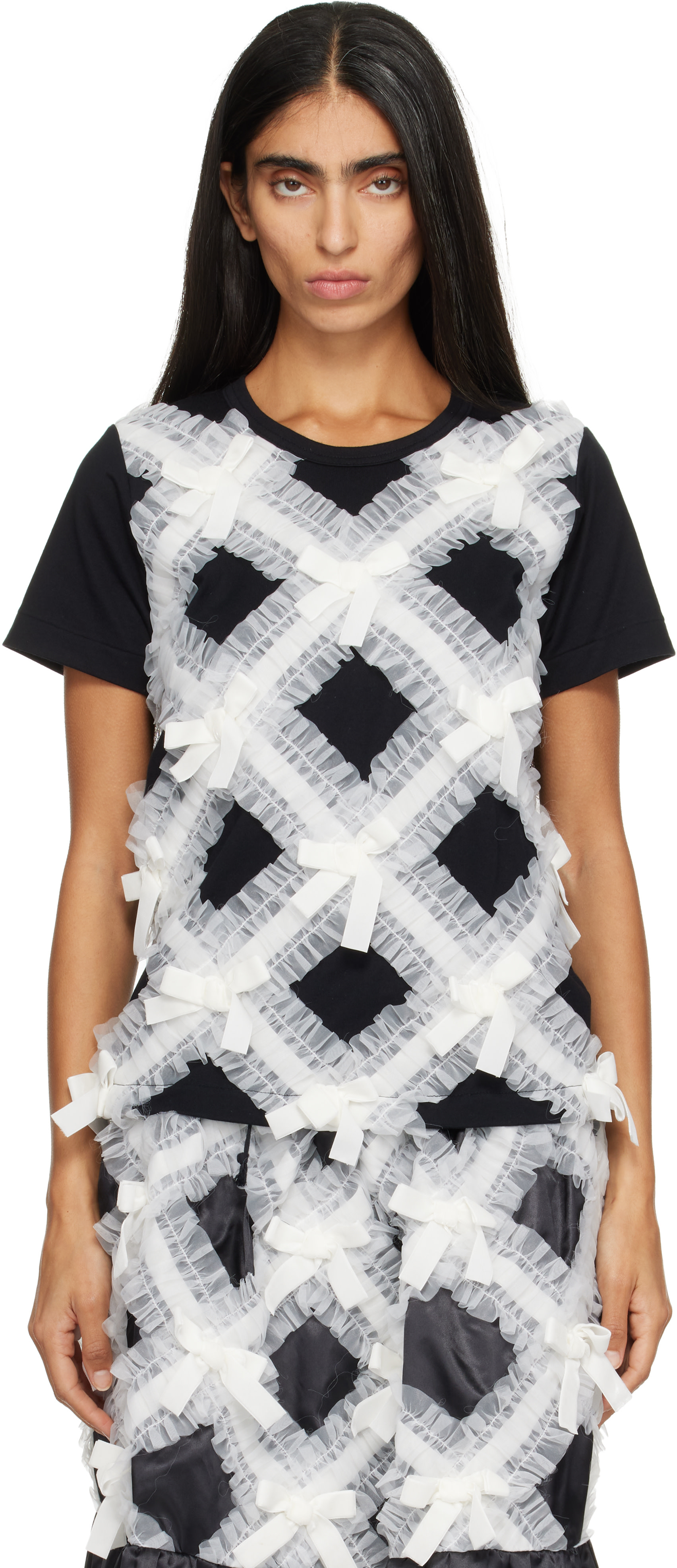 Comme des Garçons Girl: Black & White Gather Tape Decoration T