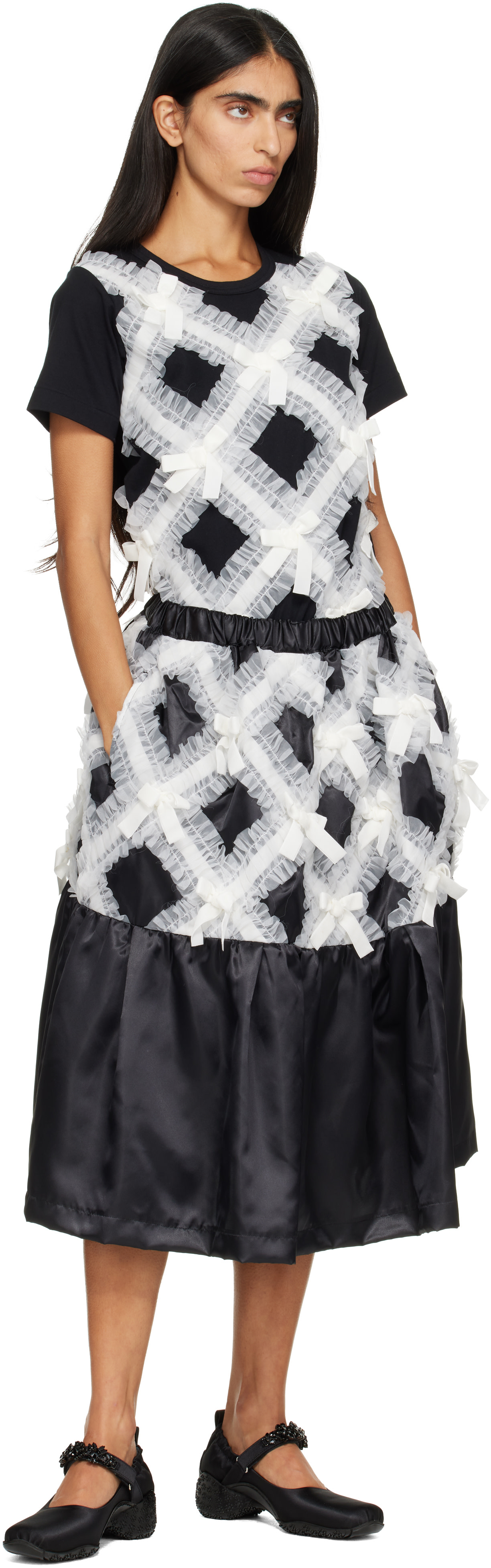 Comme des Garçons Girl: Black & White Gather Tape Decoration T