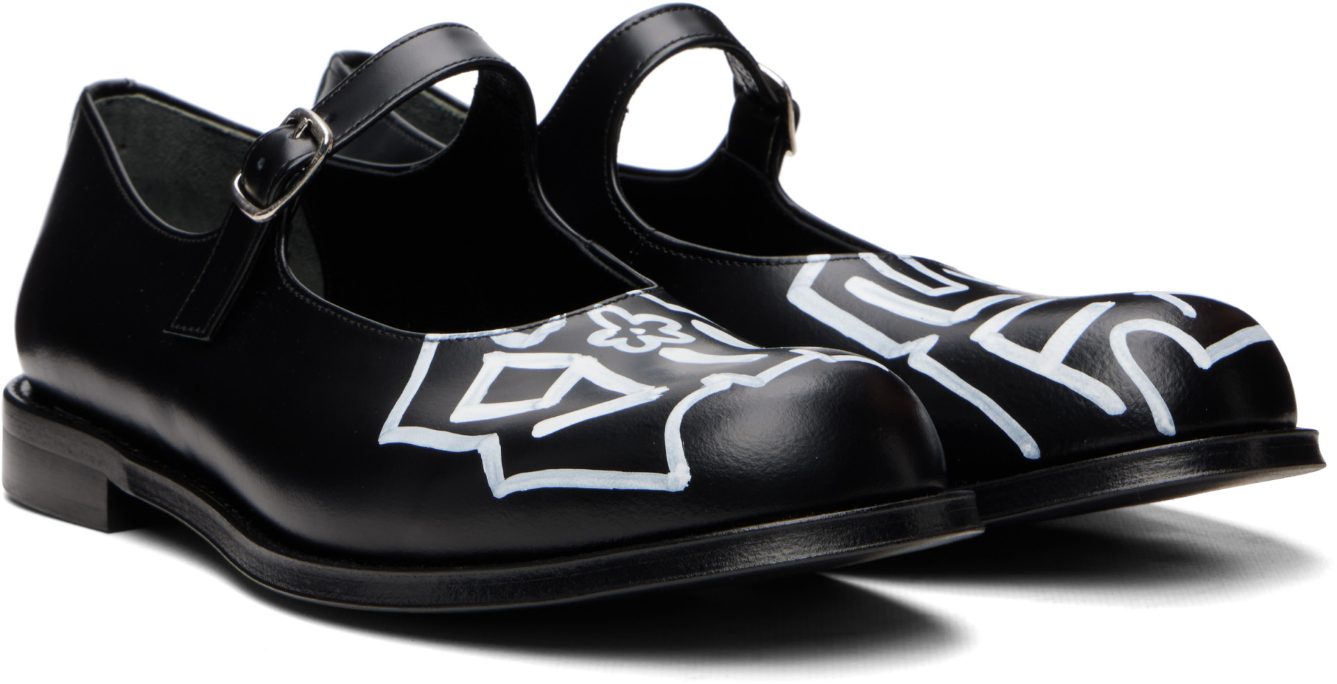 COMME des GARCONS GIRLレザーシューズ Comme des Garçons Girl: Black Mary Jane Loafers | SSENSE