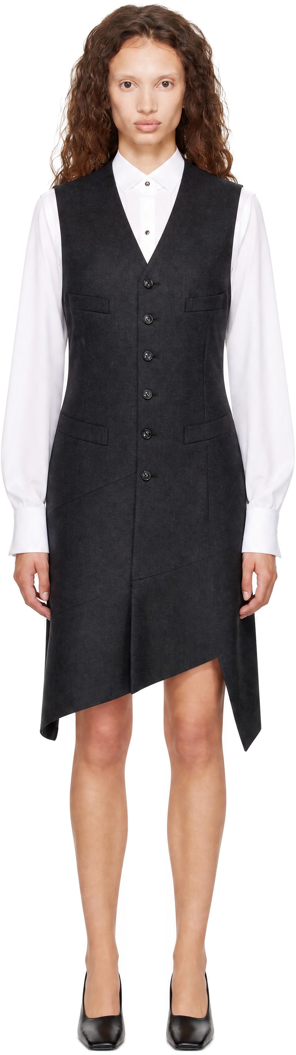 ワンピース COMME des GARCONSCOMME des GARCONS Comme des Garçons Comme des Garçons: グレー パネル ウール