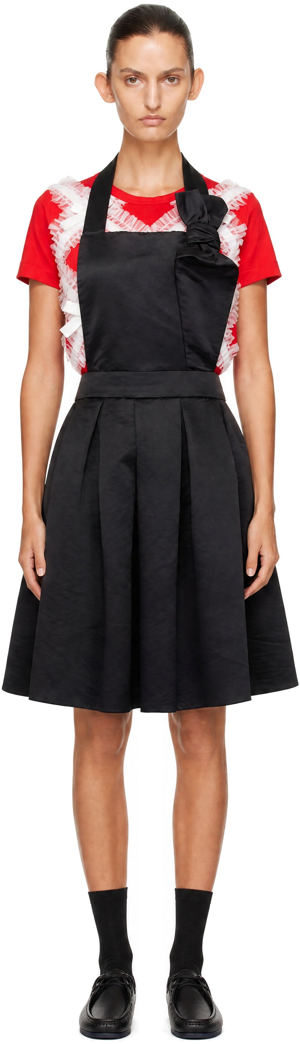 Comme des Garçons Comme des Garçons: Black Satin Thick Midi Dress
