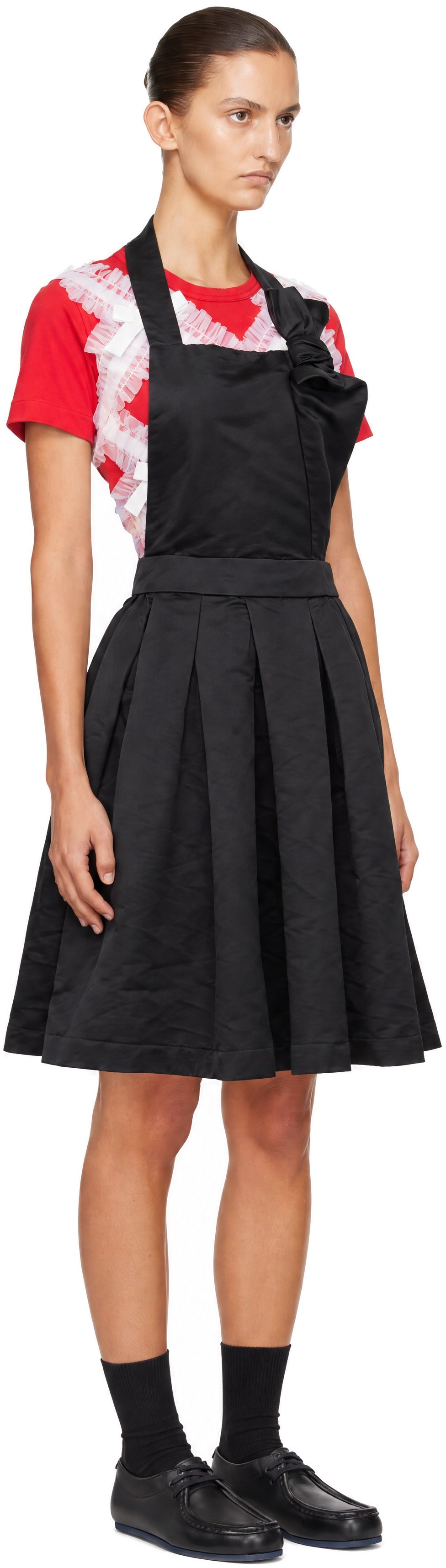 Comme des Garçons Comme des Garçons: Black Satin Thick Midi Dress
