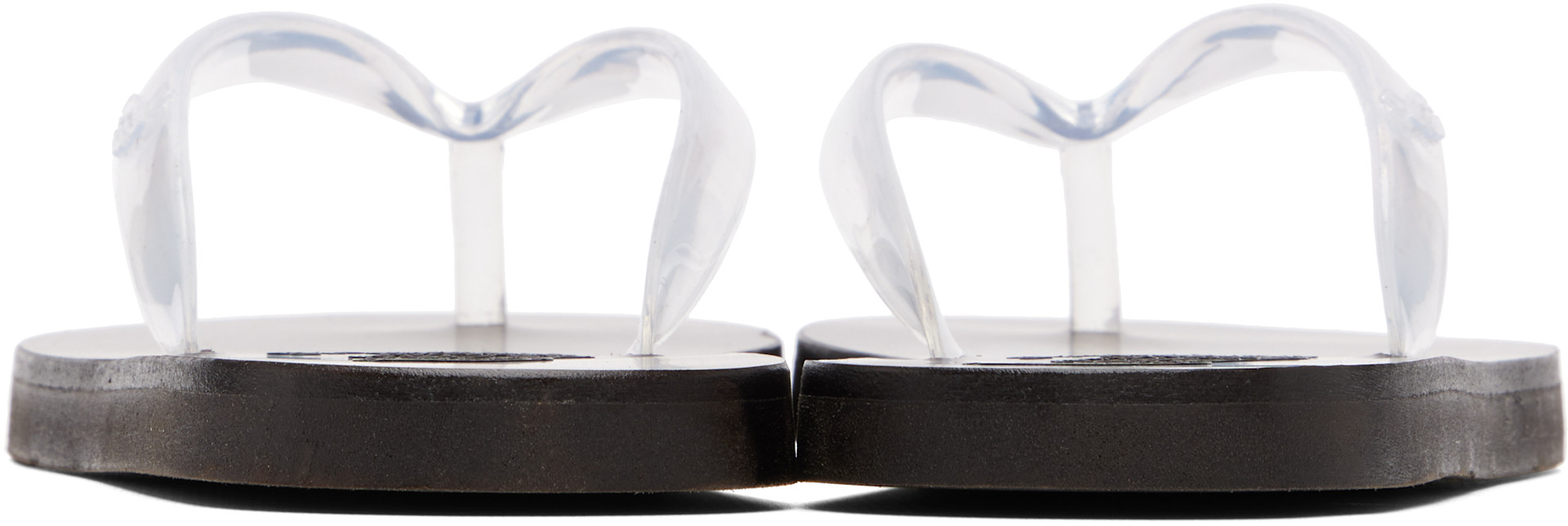 Ancient Greek Sandals: Transparent & Black Saionara Jelly Flip