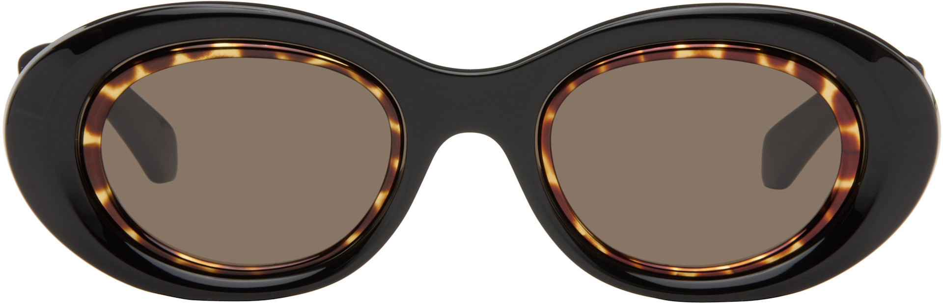 LOEWE - Black Mini Anagram Oval Sunglasses