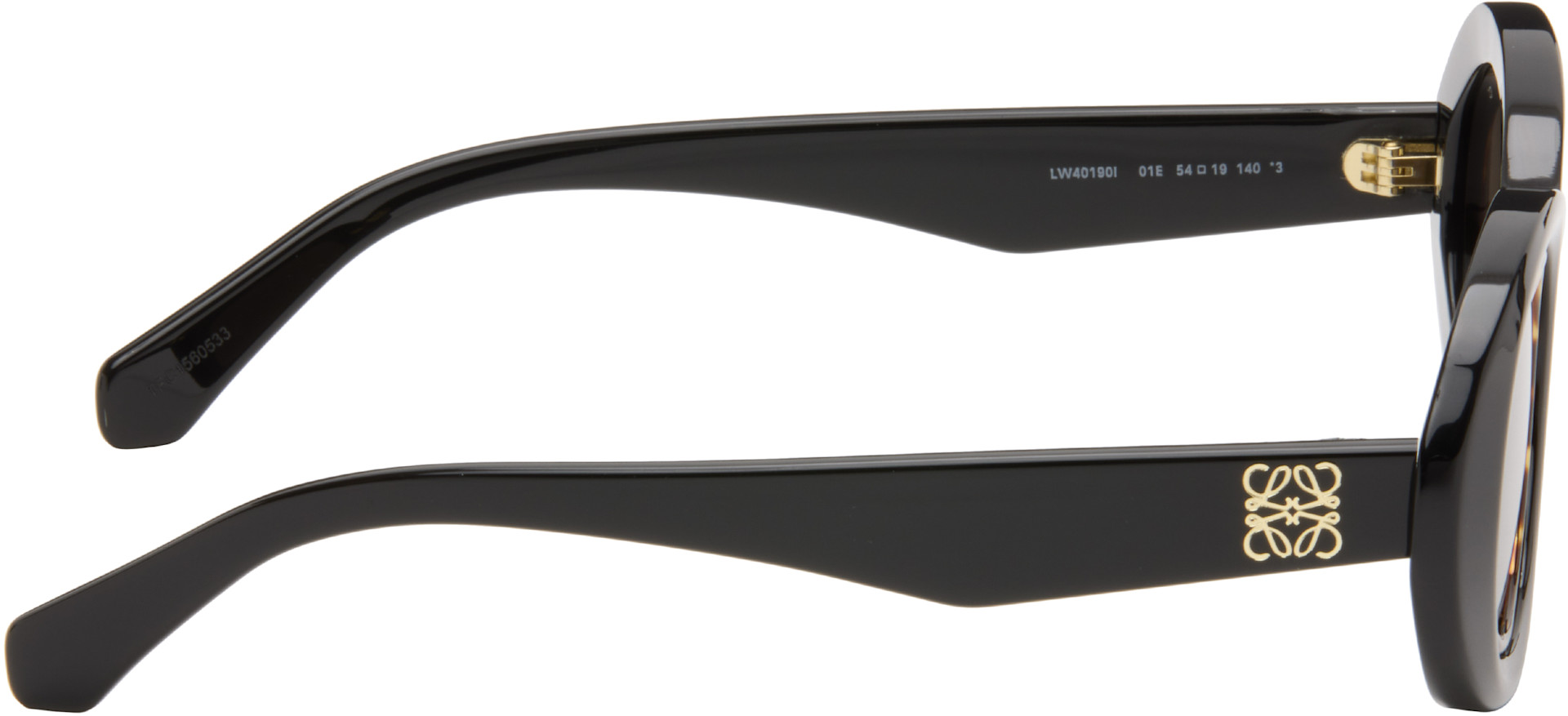LOEWE - Black Mini Anagram Oval Sunglasses