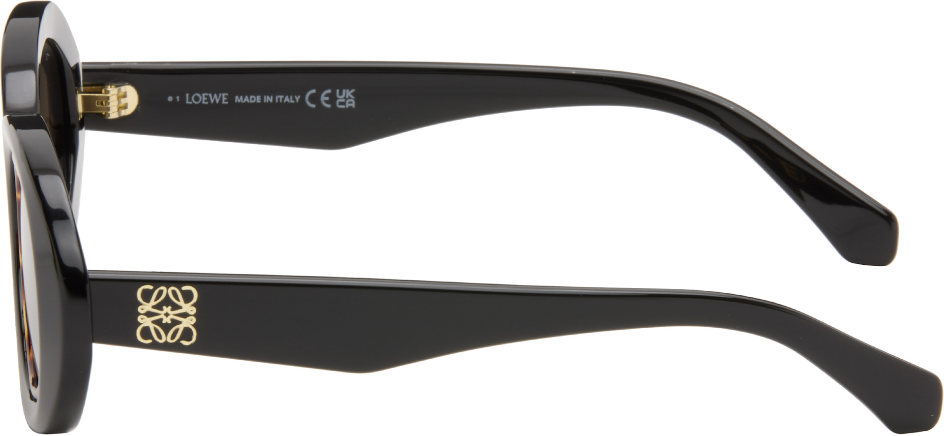 LOEWE - Black Mini Anagram Oval Sunglasses