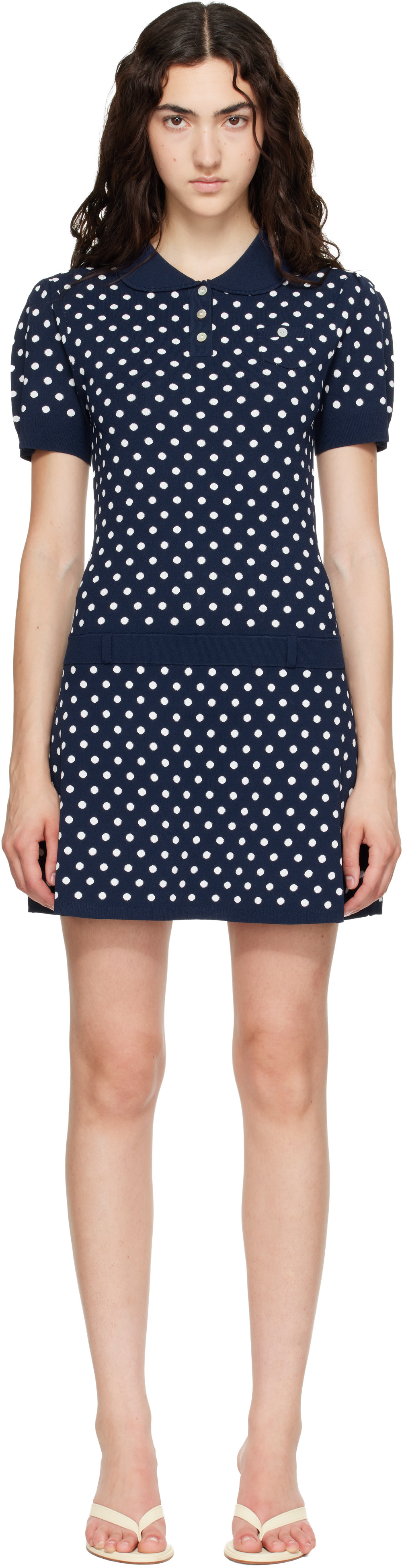 Sandy Liang - Robe pull courte Tumi bleu marine