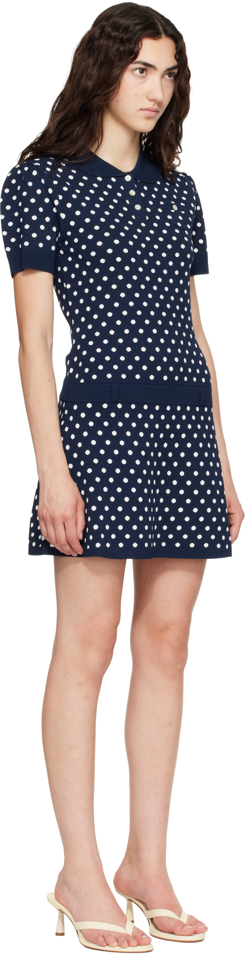 Sandy Liang - Robe pull courte Tumi bleu marine