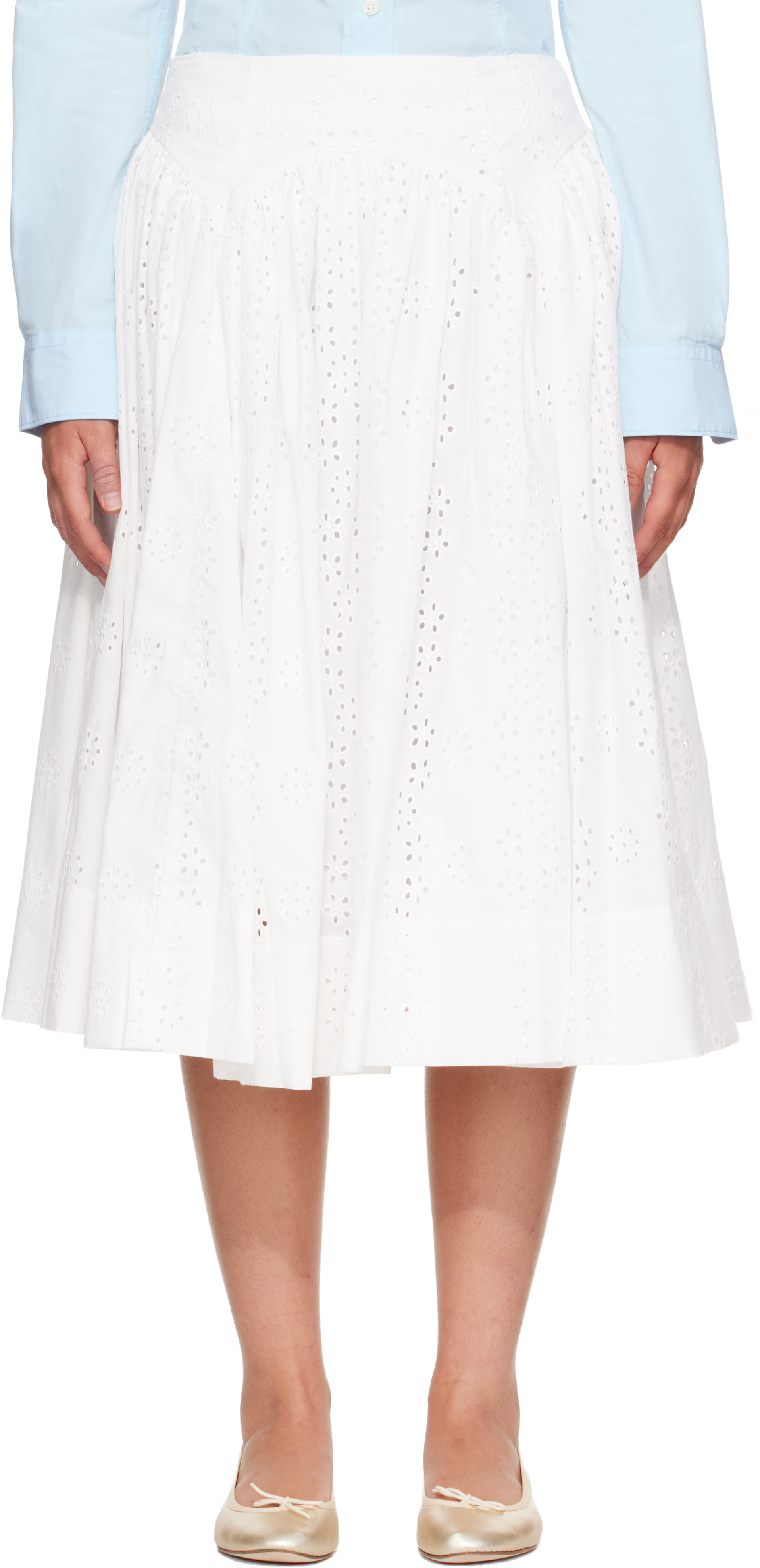 Sandy Liang: White Murano Midi Skirt | SSENSE Canada
