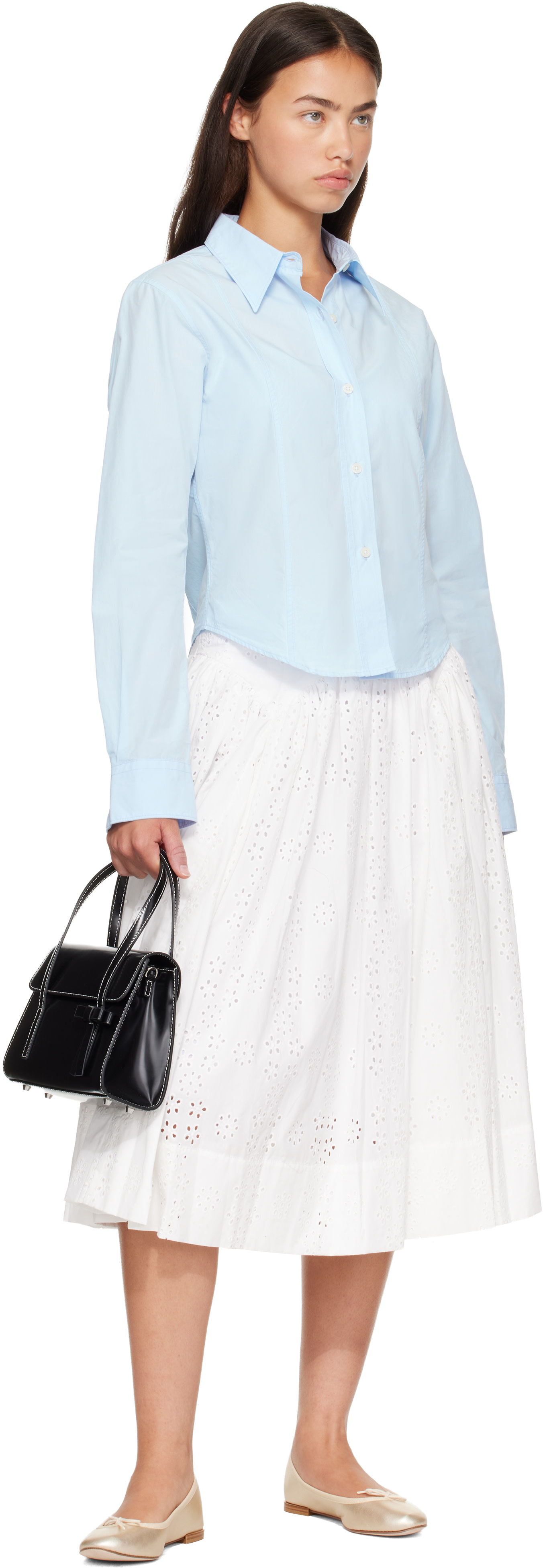 Sandy Liang: White Murano Midi Skirt | SSENSE Canada