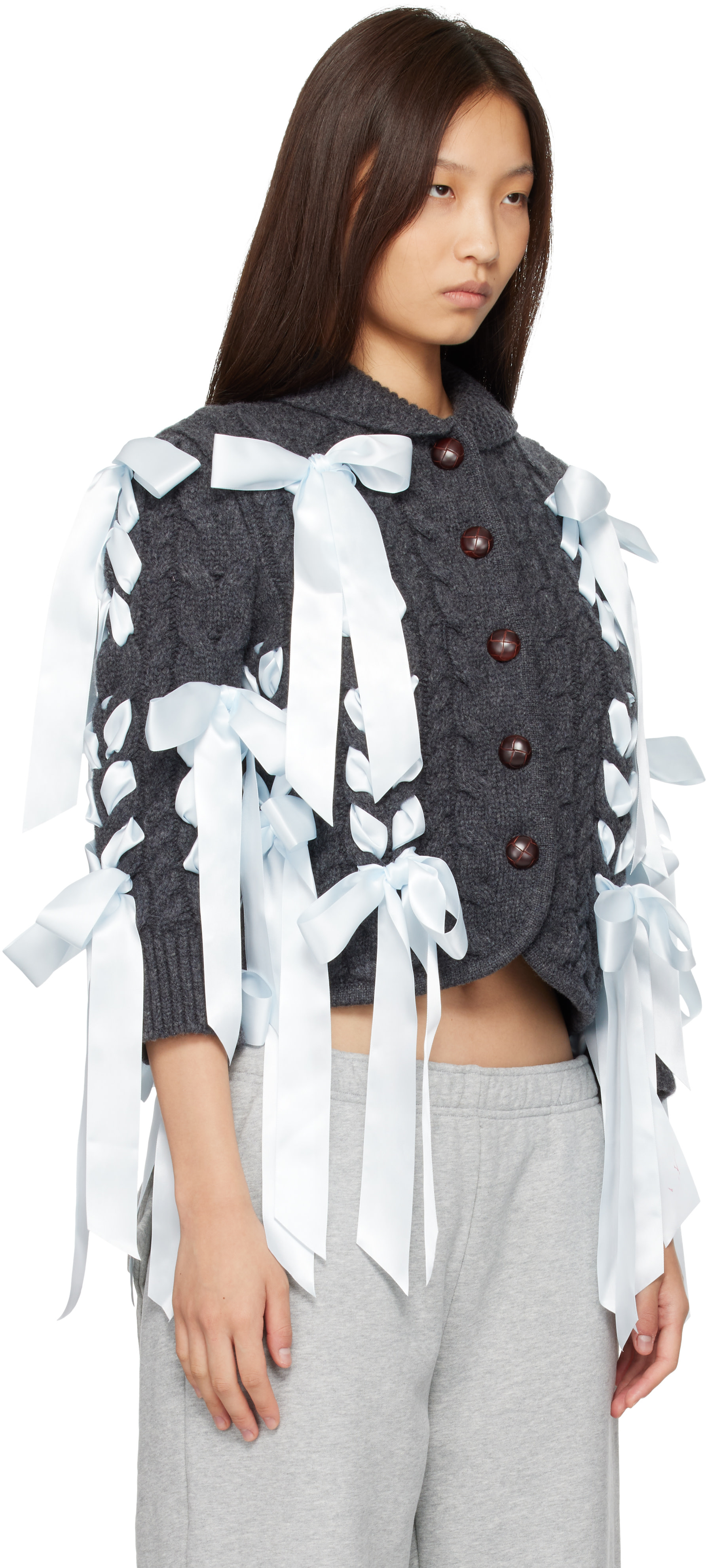 Sandy Liang - Cardigan Cobble gris