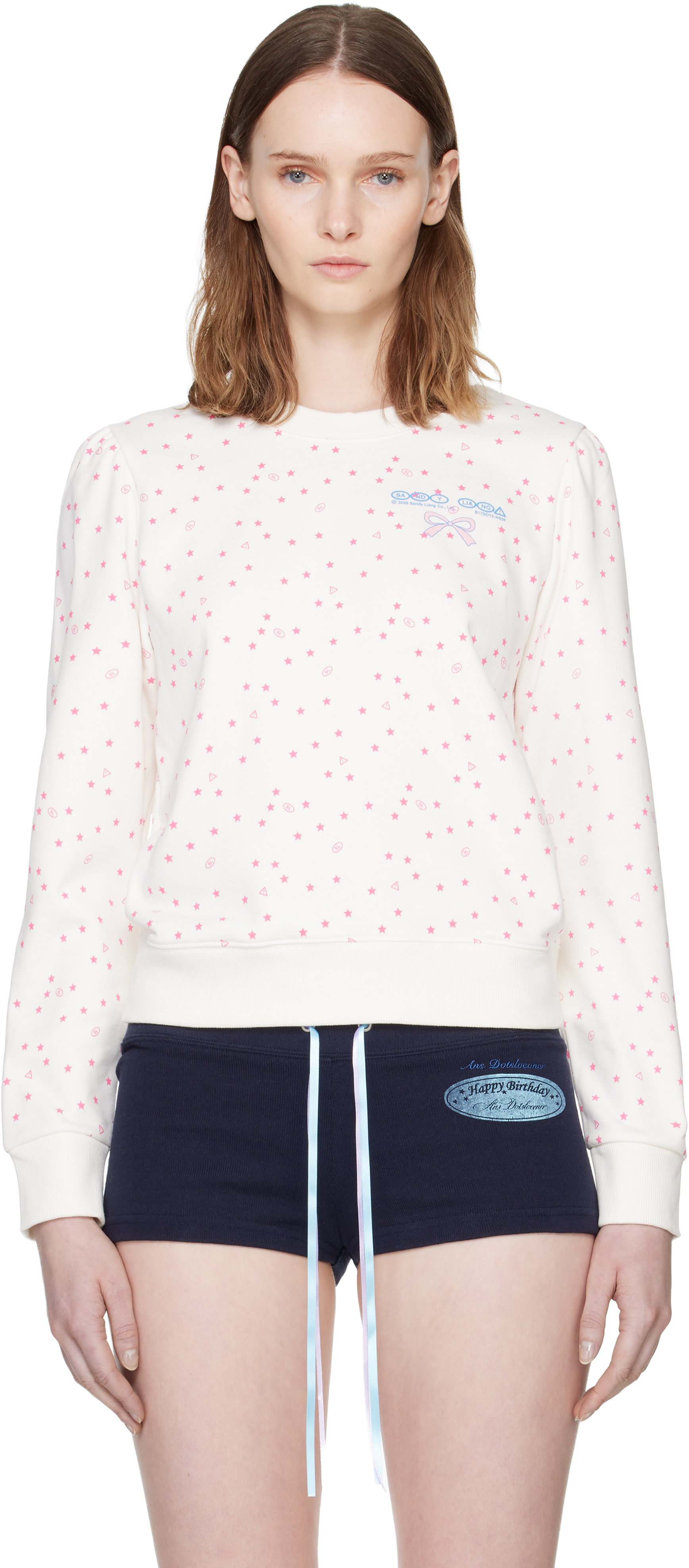 Sandy Liang - Pull molletonné blanc à pois