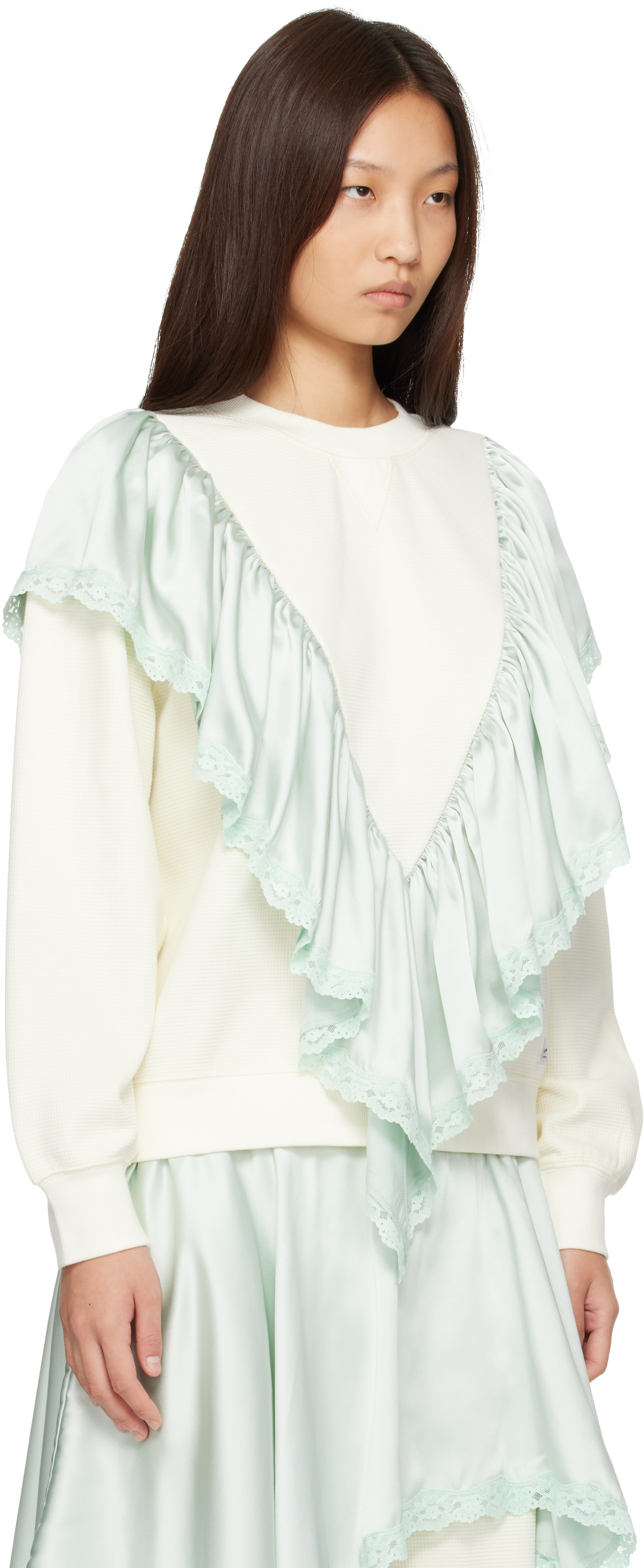 Sandy Liang - Pull molletonné Tumble blanc cassé