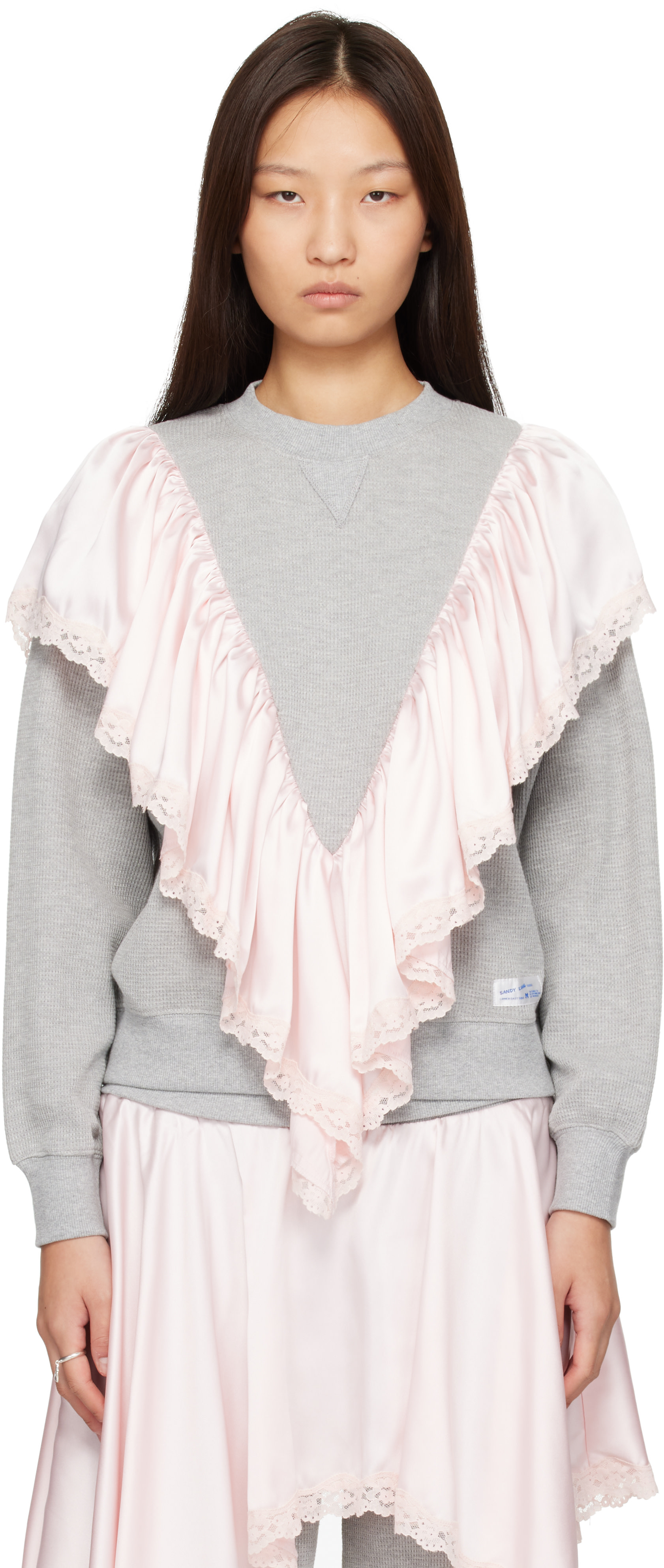 Sandy Liang - Pull molletonné Tumble gris