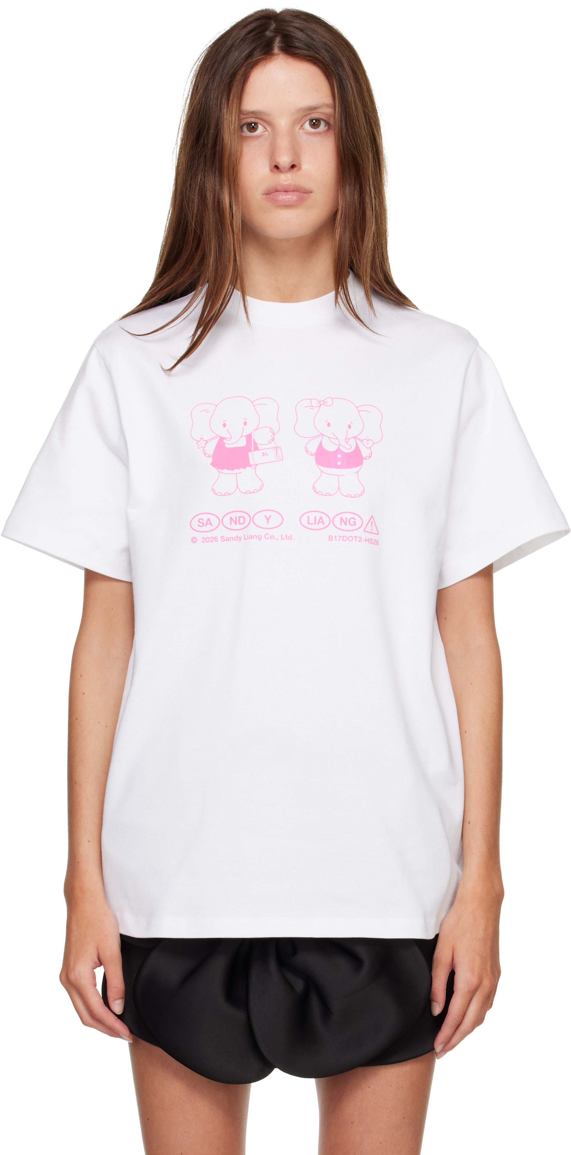 Sandy Liang: White Peanut Boxy T-shirt | SSENSE