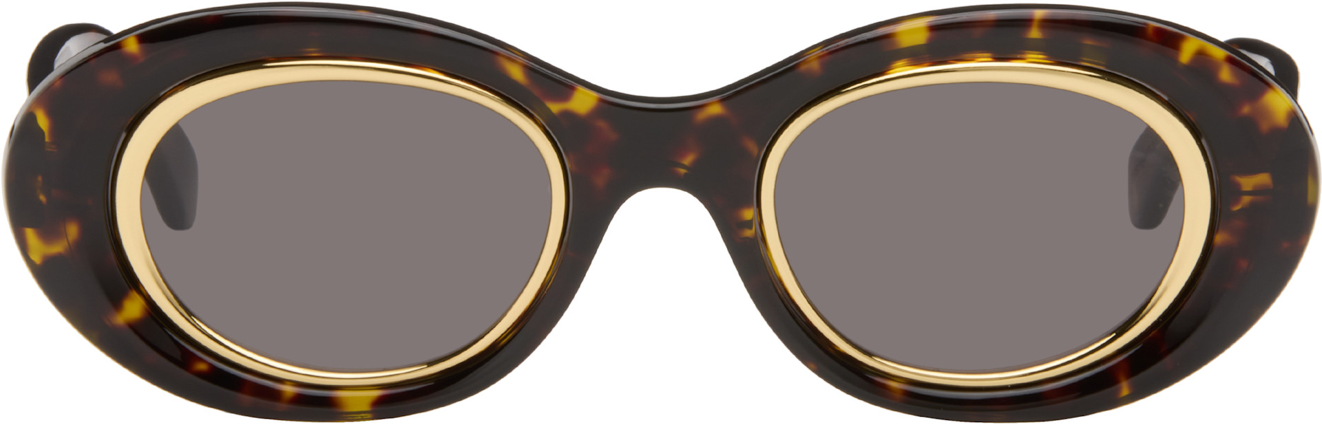 LOEWE - Brown Mini Anagram Oval Sunglasses