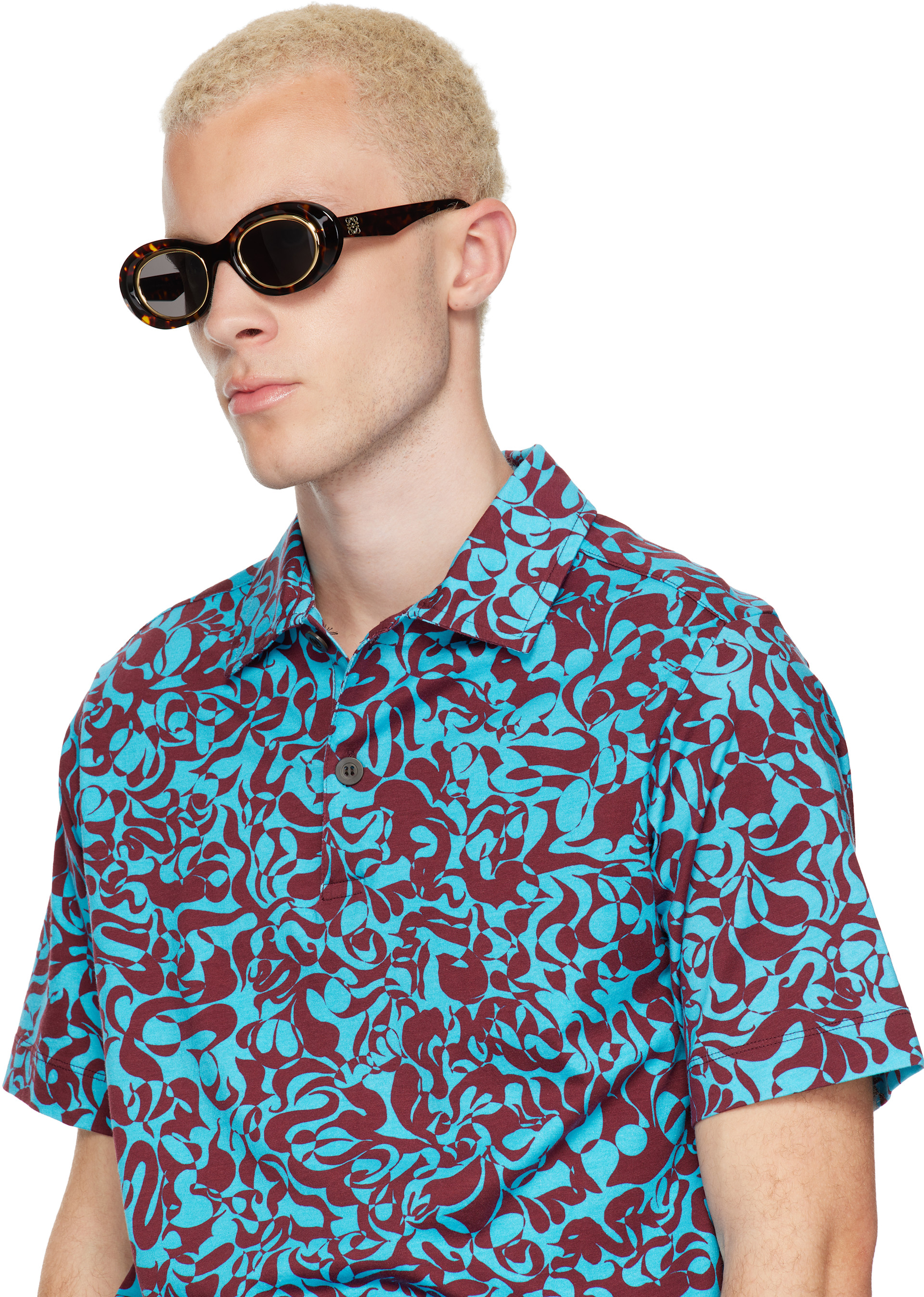 LOEWE - Brown Mini Anagram Oval Sunglasses