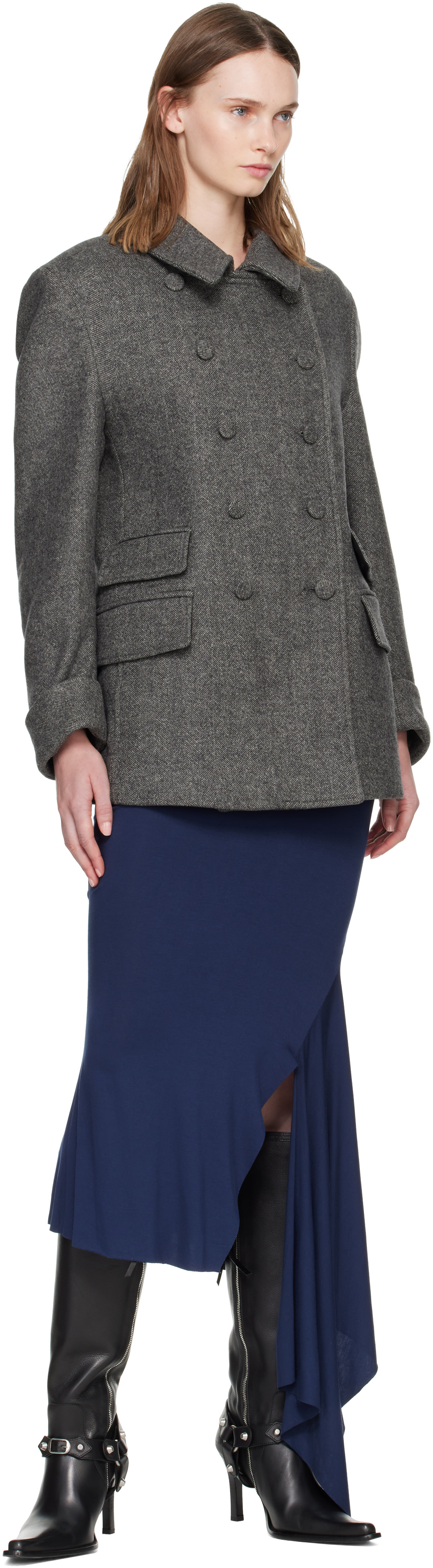 AARON ESH - Gray Wool Peacoat