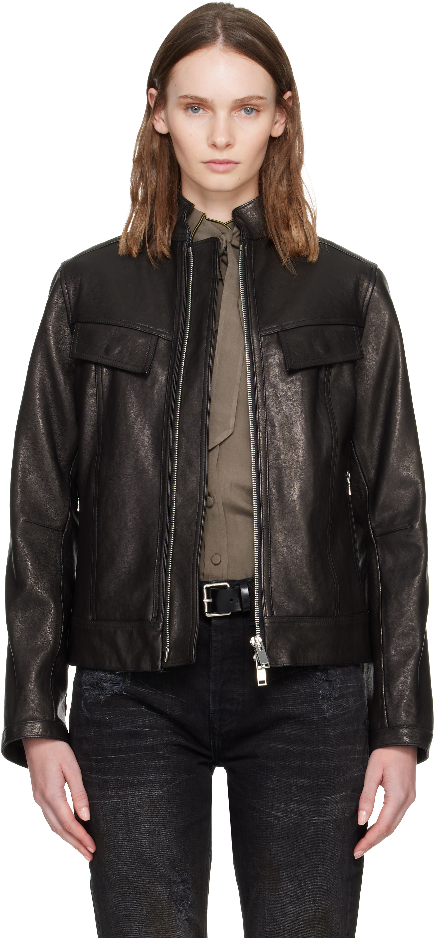 AARON ESH - Black Grained Leather Jacket