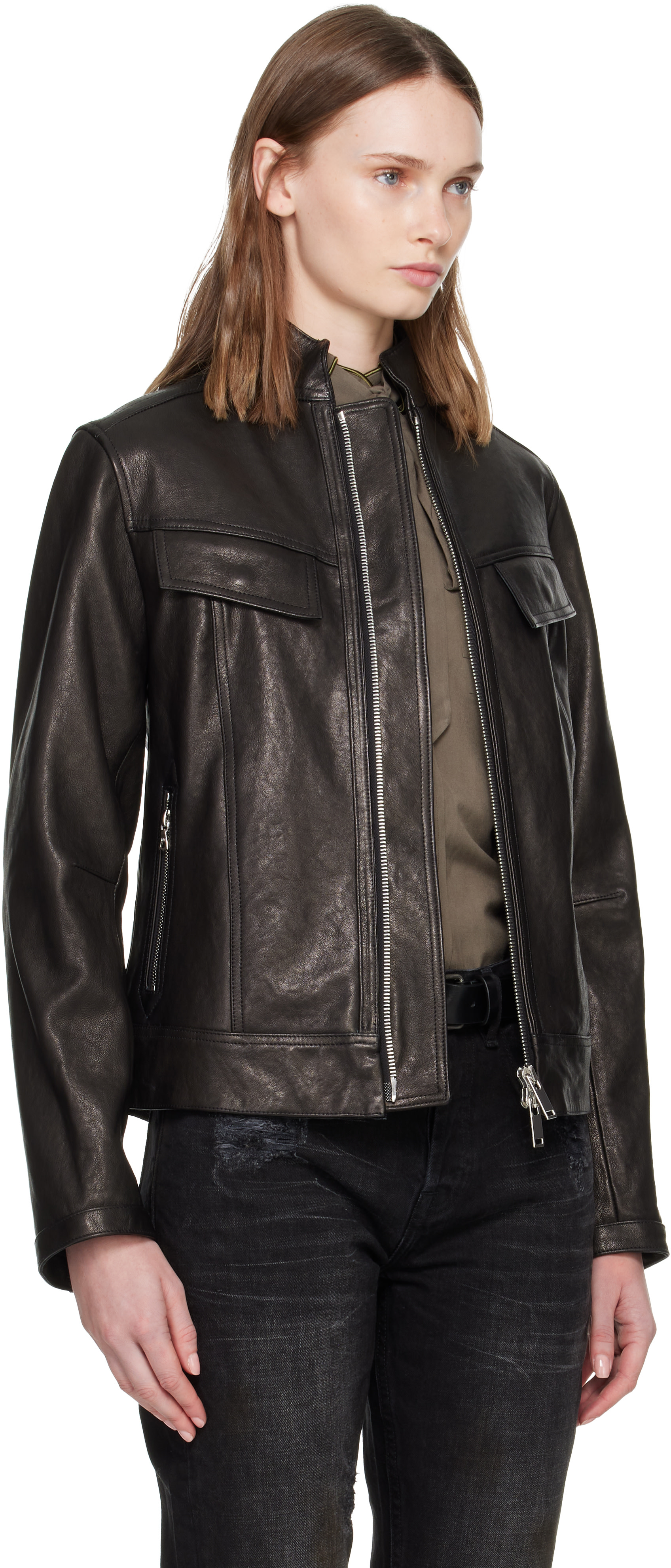 AARON ESH - Black Grained Leather Jacket