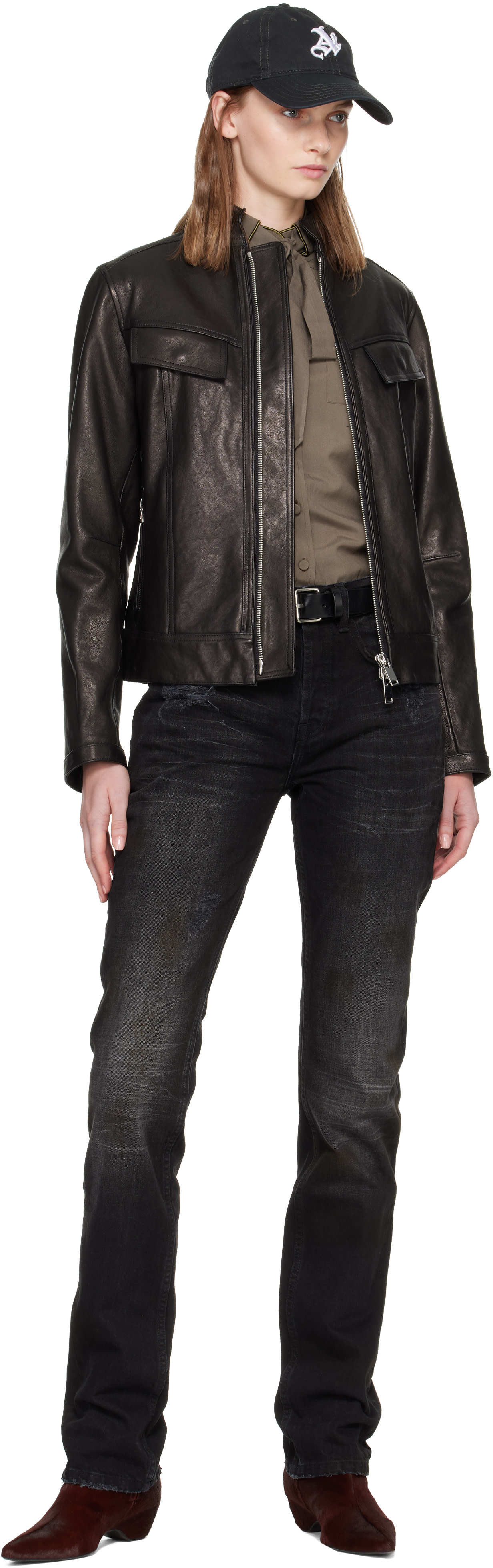 AARON ESH - Black Grained Leather Jacket