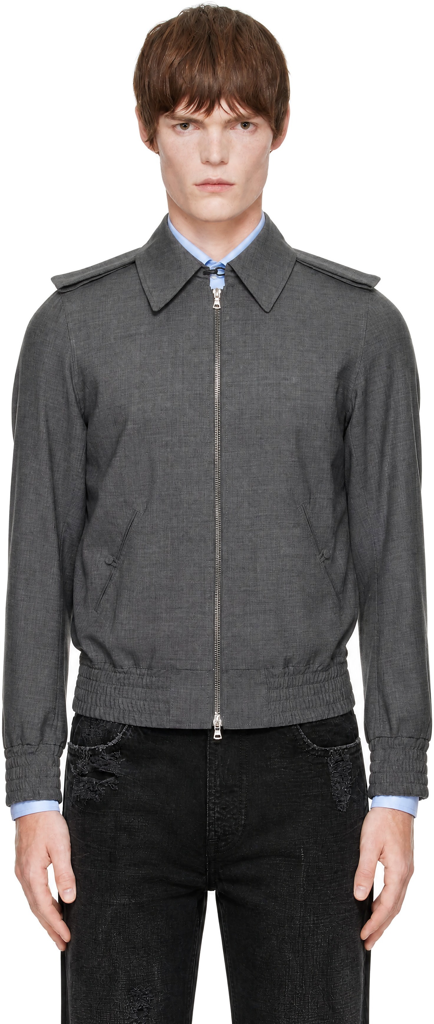 AARON ESH - Gray Wool Bomber Jacket