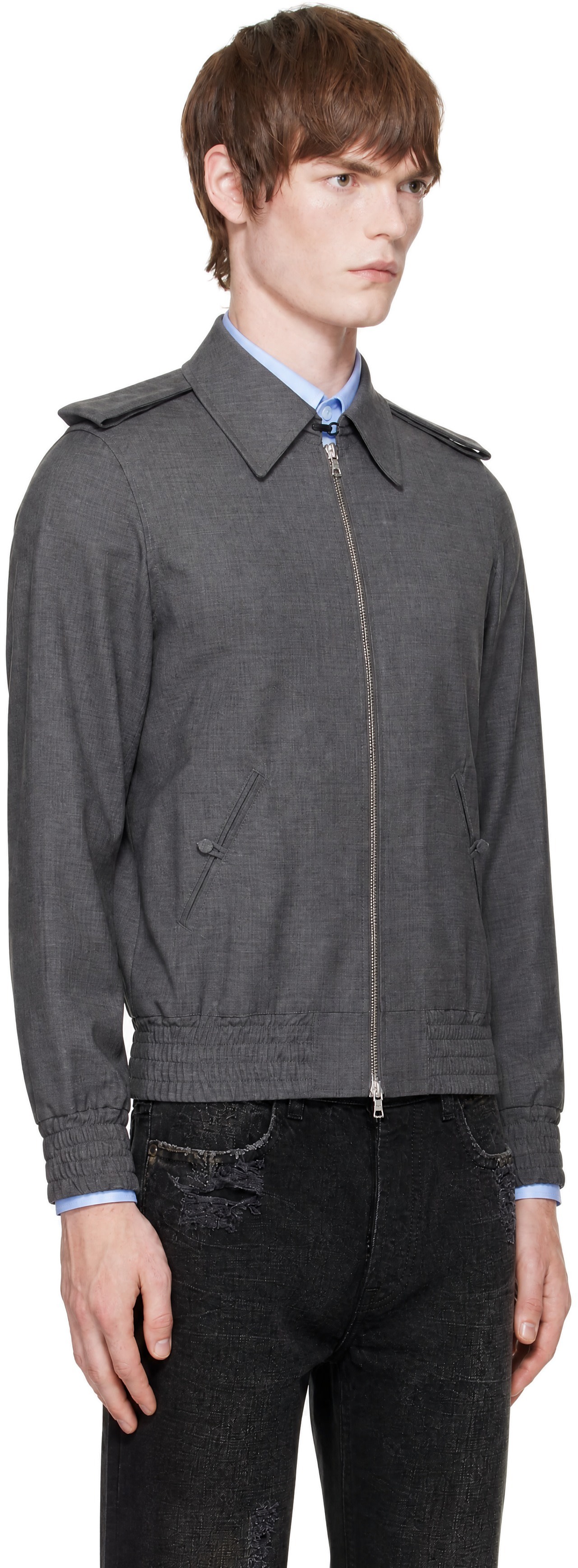 AARON ESH - Gray Wool Bomber Jacket