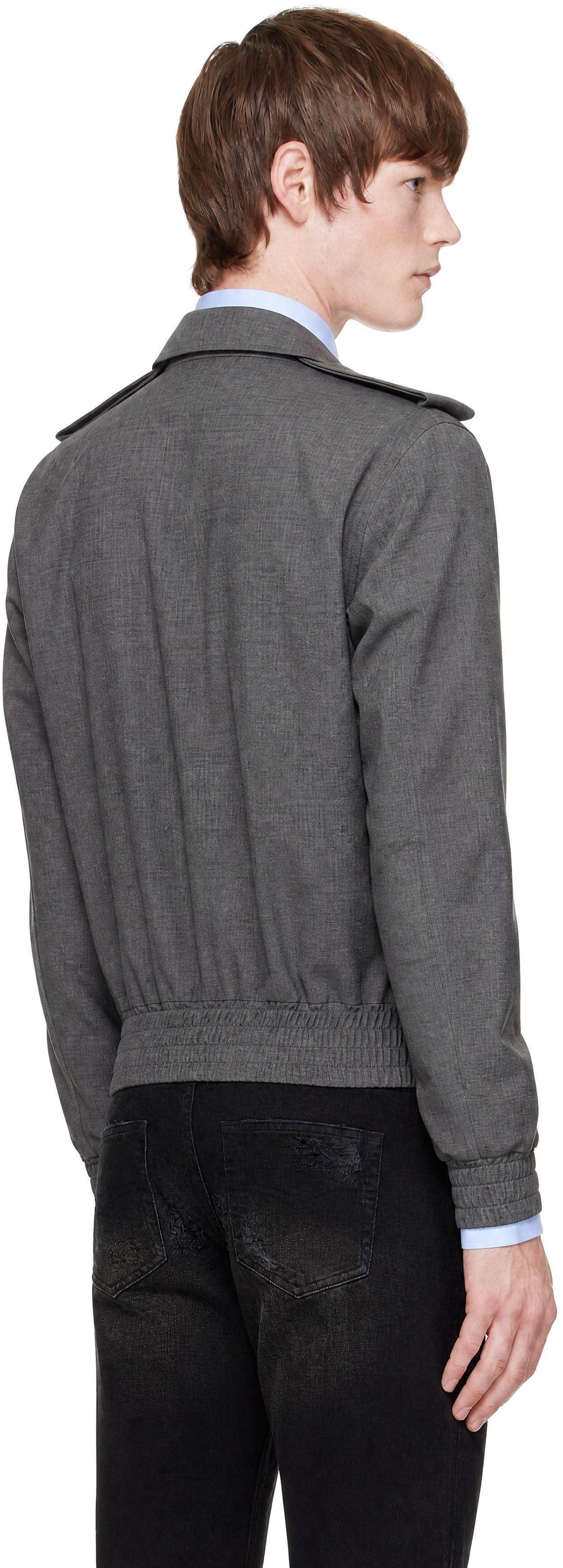 AARON ESH - Gray Wool Bomber Jacket
