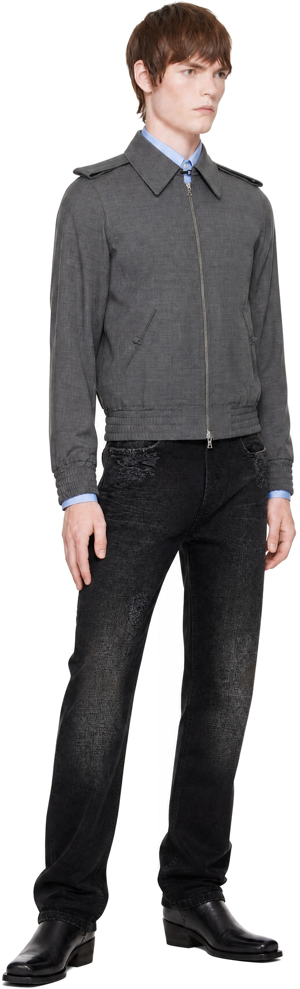 AARON ESH - Gray Wool Bomber Jacket