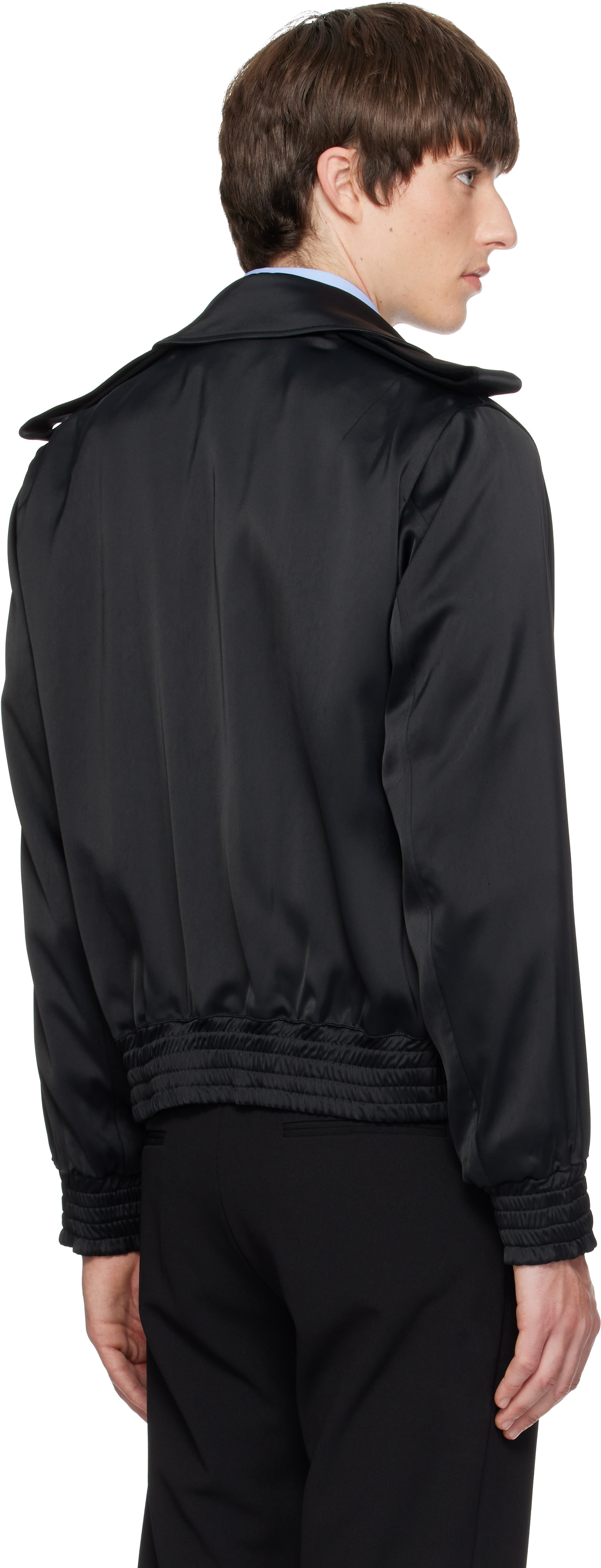 AARON ESH - Black Satin Bomber Jacket