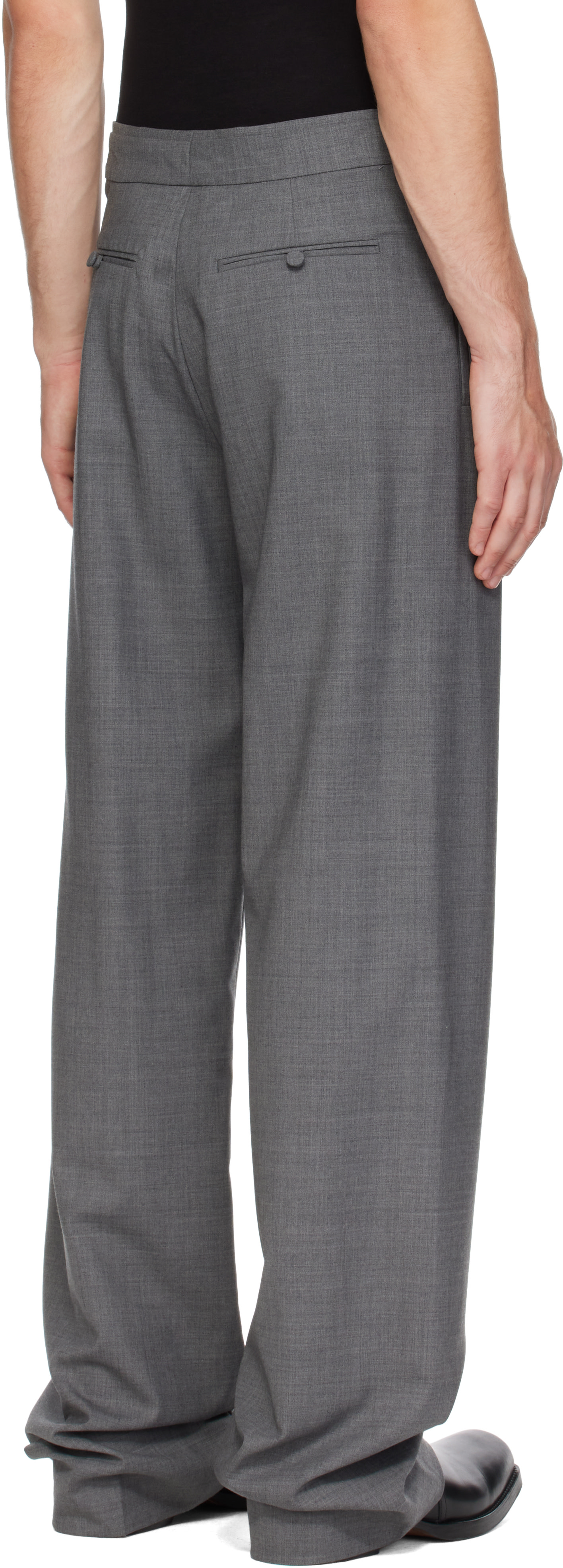AARON ESH - Gray One Seam Trousers
