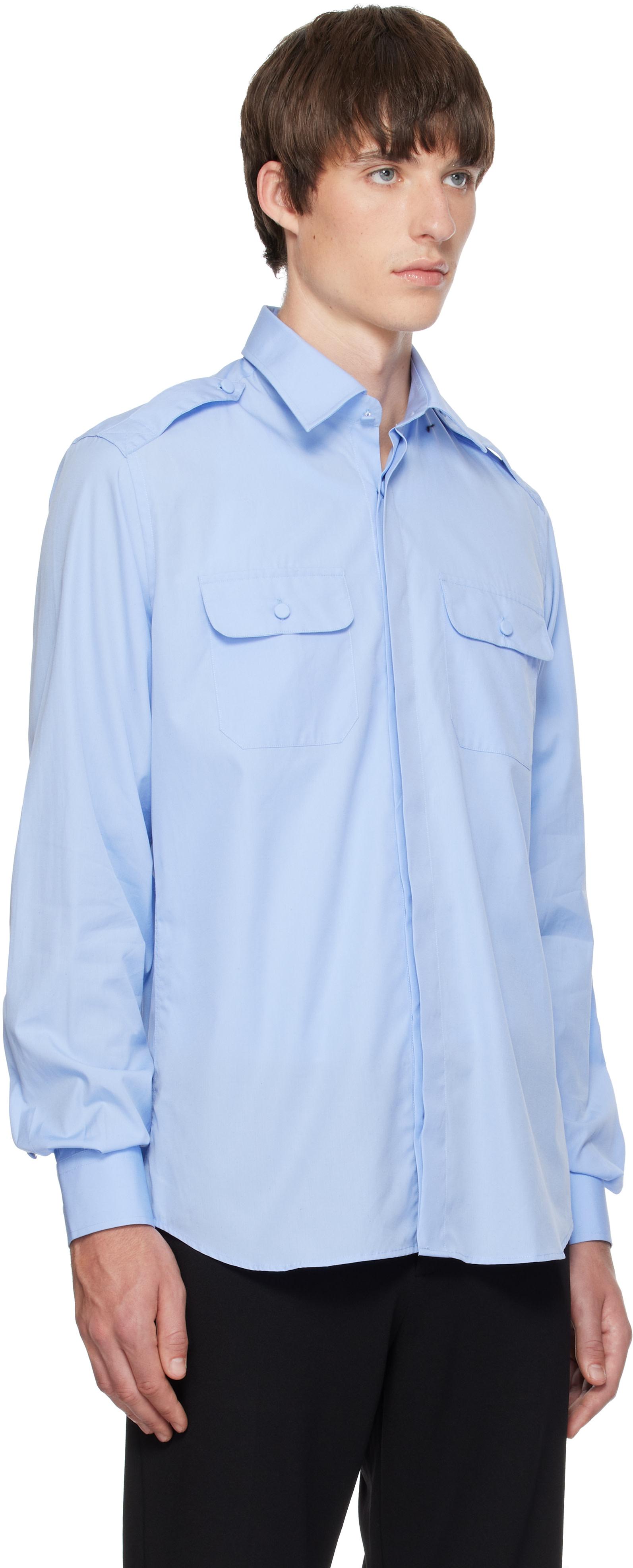 AARON ESH - Chemise militaire bleue