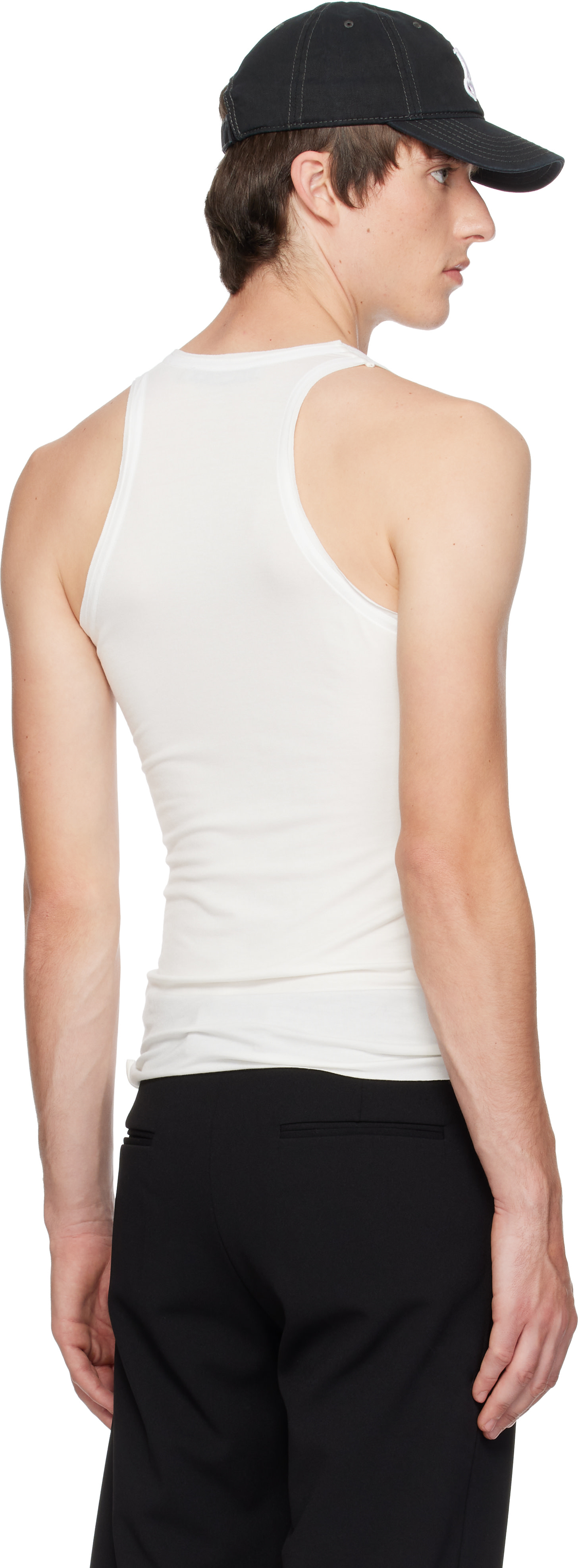 AARON ESH - Off-White Jersey Satin Trim Tank Top