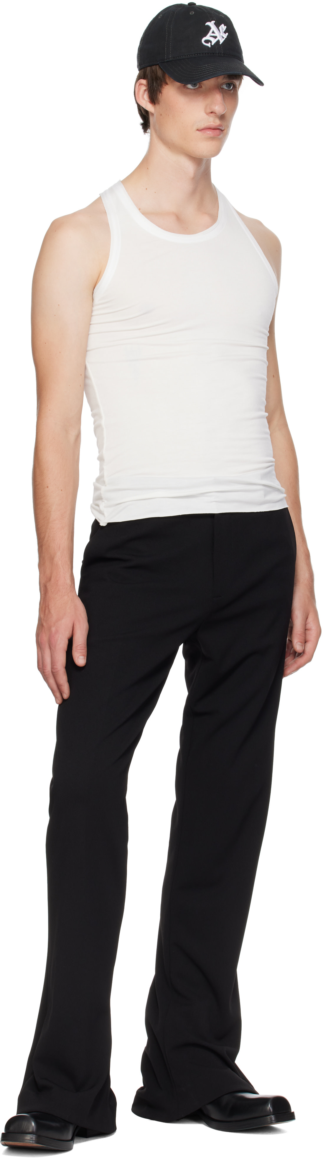 AARON ESH - Off-White Jersey Satin Trim Tank Top