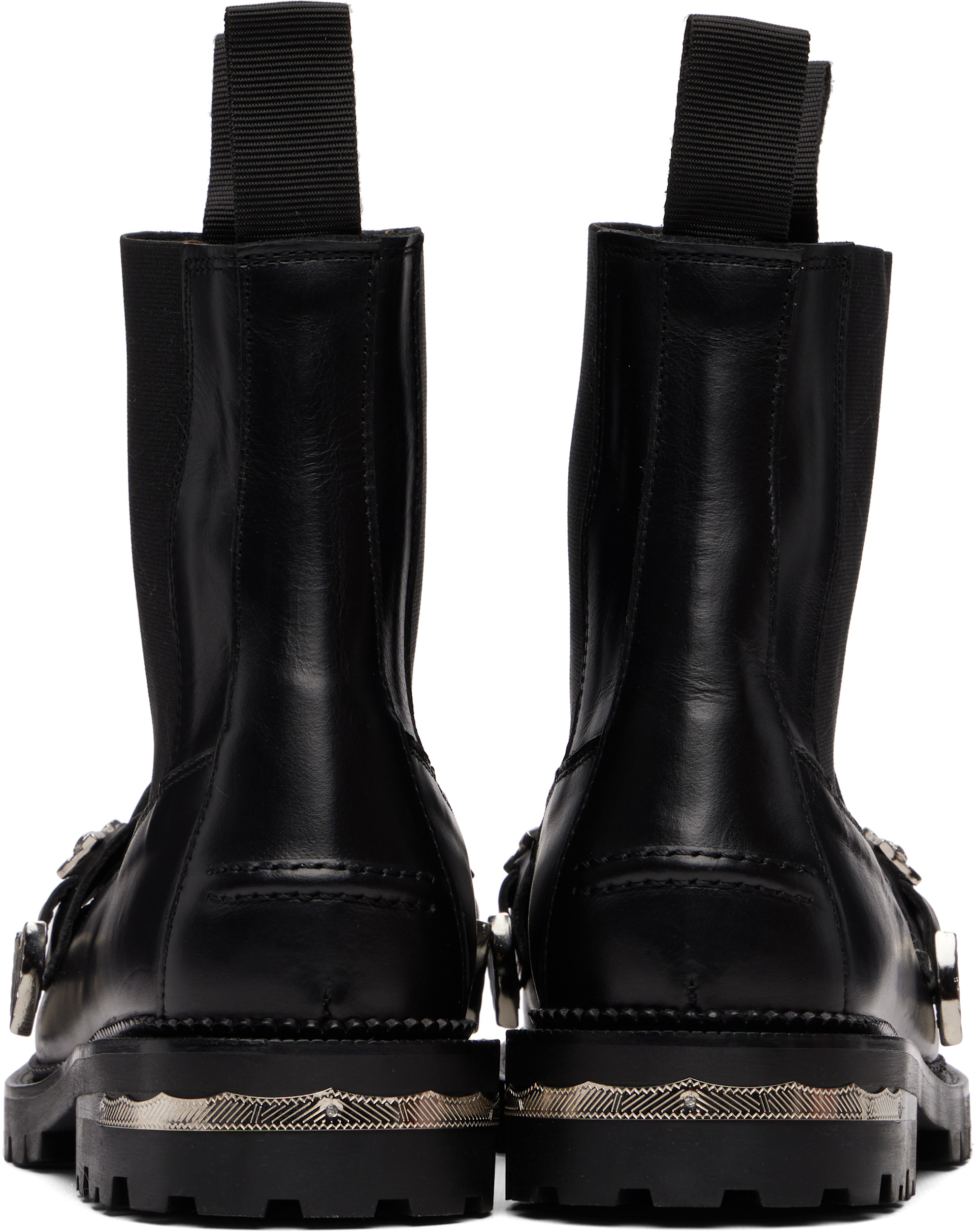 Toga Virilis: Black Hard Leather Chelsea Boots | SSENSE Canada