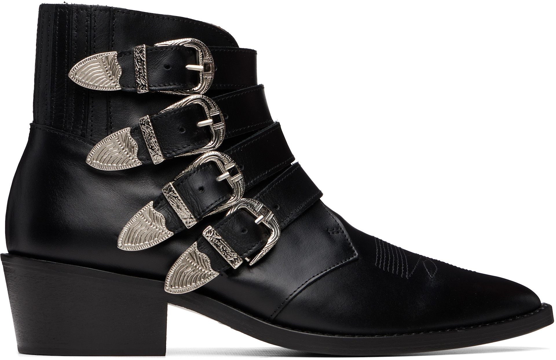 TOGA VIRILIS メタルバックル ウエスタンブーツ Toga Virilis: Black 4 Metal Cowboy Boots | SSENSE