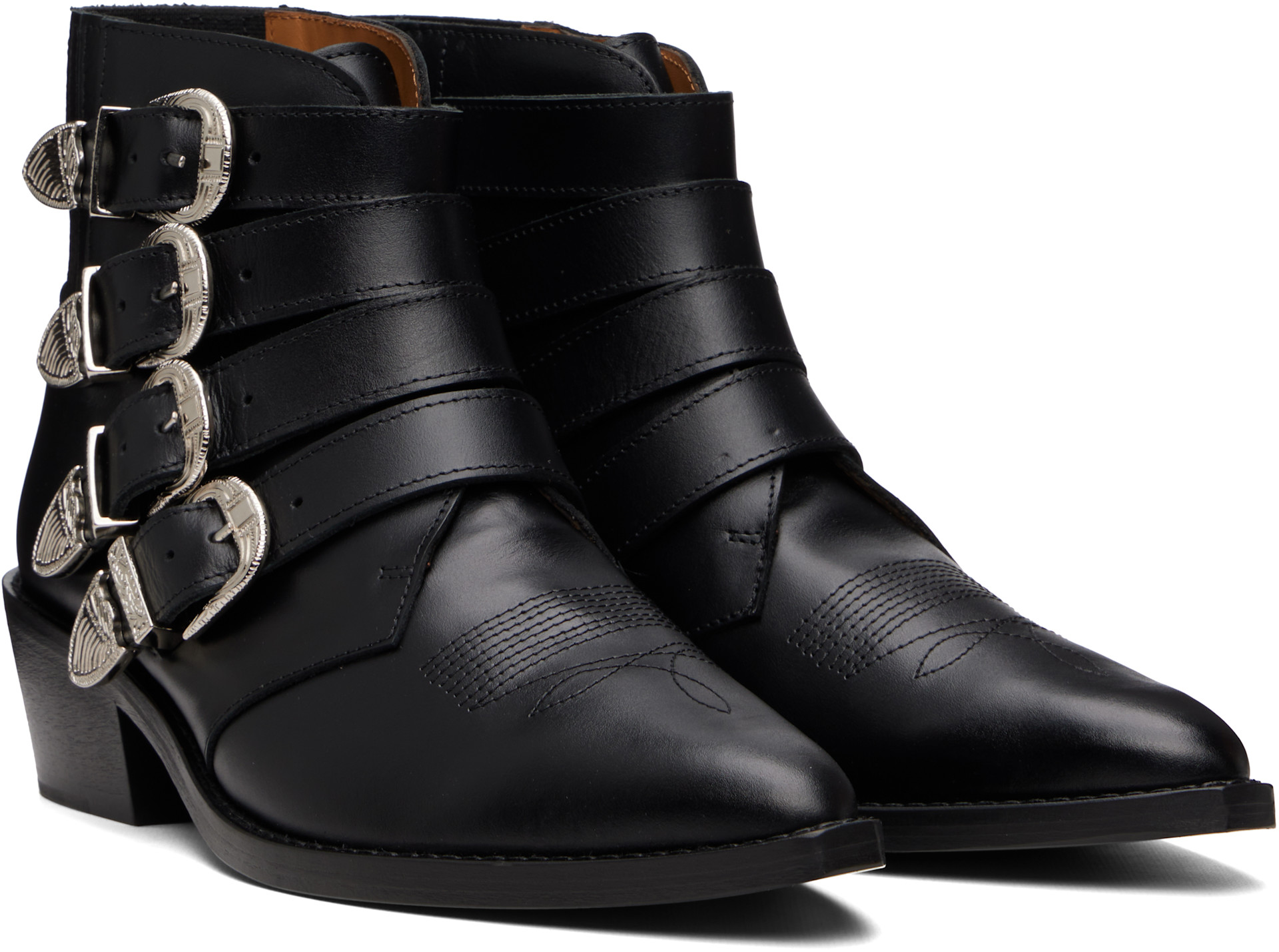 TOGA VIRILIS メタルバックル ウエスタンブーツ Toga Virilis: Black 4 Metal Cowboy Boots | SSENSE