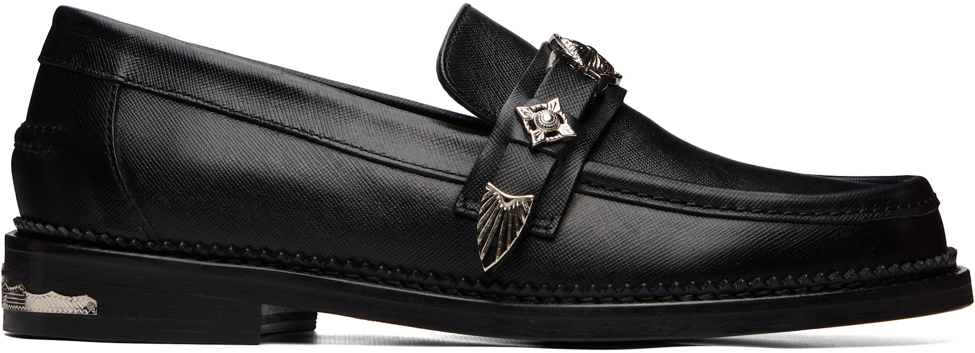 Toga Virilis: SSENSE Exclusive Black Saffiano Classic Loafers | SSENSE