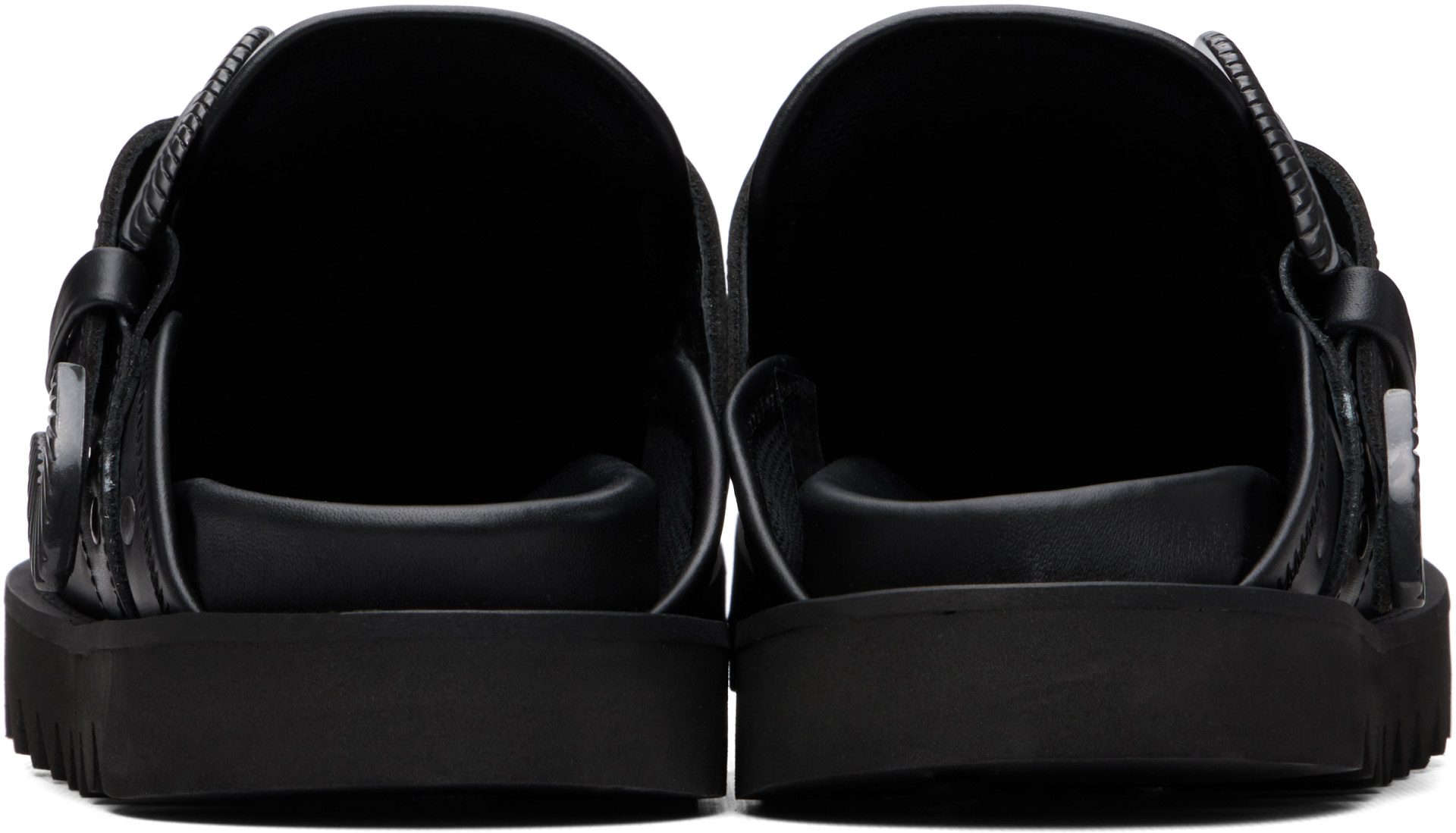 靴 TOGA VIRILIS EYELET L SABOT 43 Toga Virilis: SSENSE Exclusive Black Eyelet Metal Sabot Slip-on
