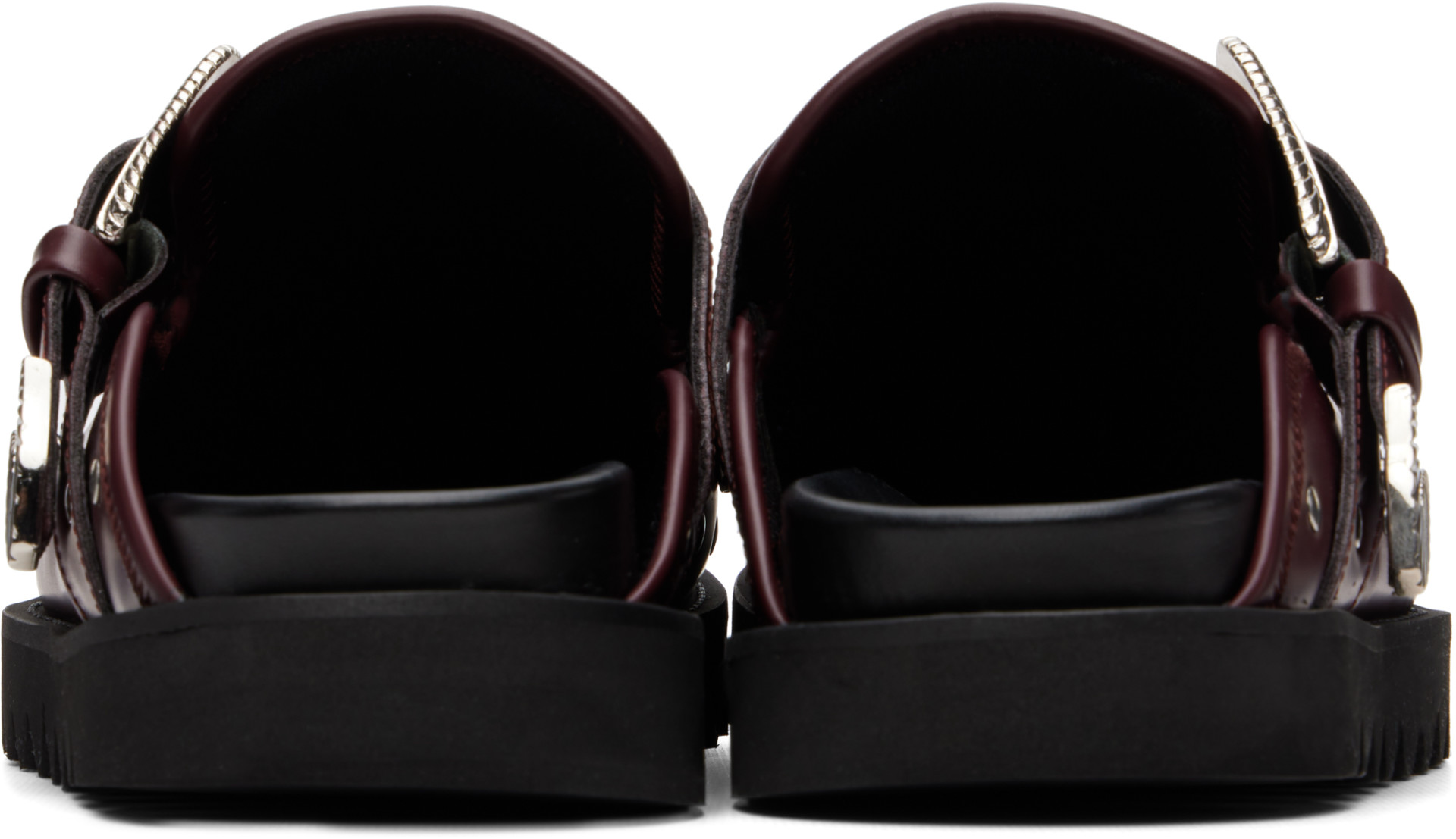 Toga Virilis: SSENSE Exclusive Burgundy Eyelet Metal Sabot Slip-on