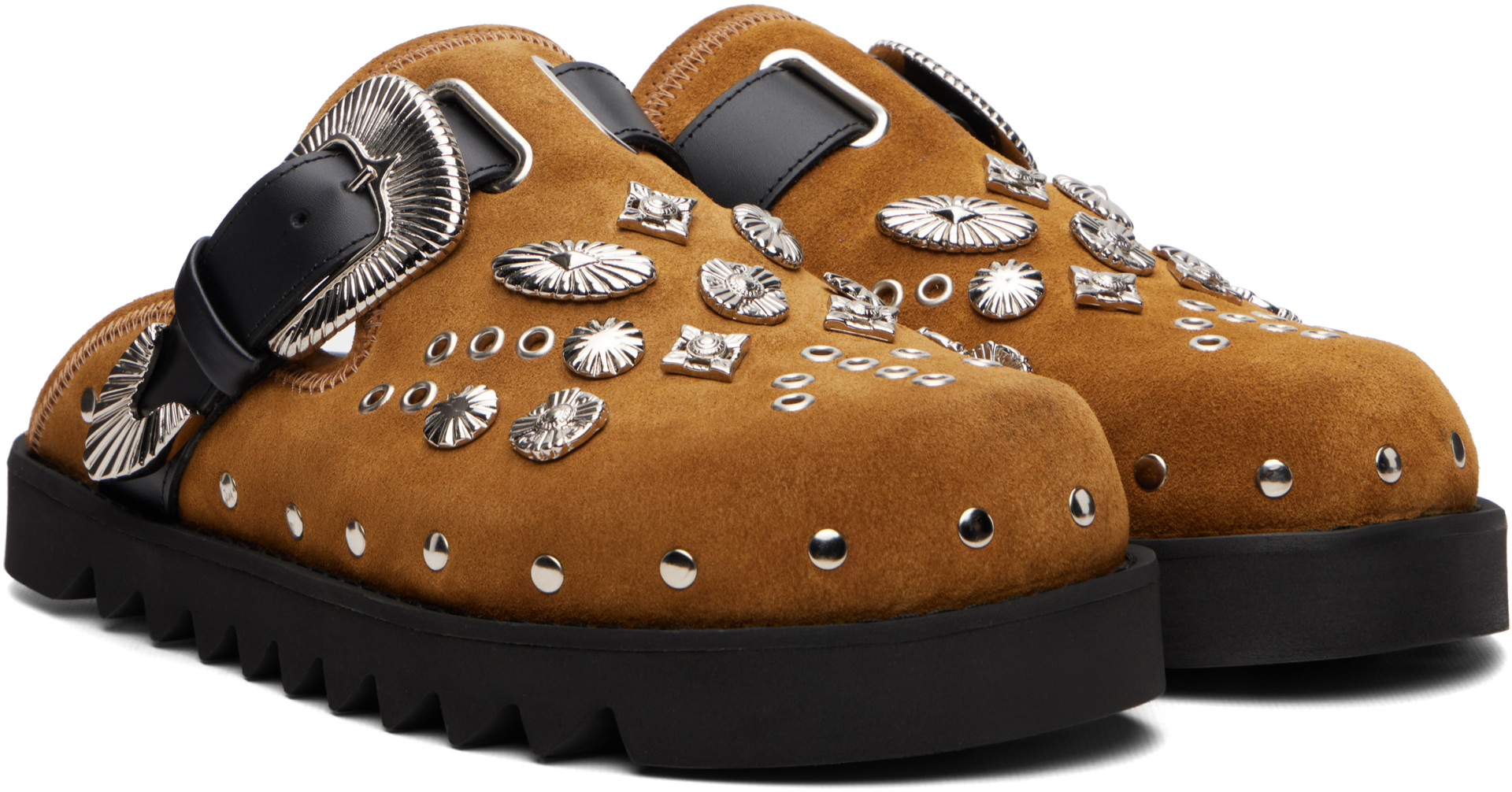 Toga Virilis: SSENSE Exclusive Tan Eyelet Metal Sabot Slip-on