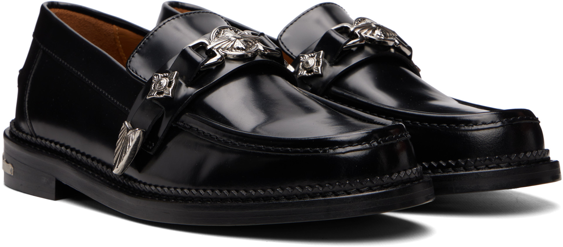 TOGA VIRILIS メタルタッセルローファー 40 裏張り・トゥスチール済 Toga Virilis: Black Metal Loafers | SSENSE