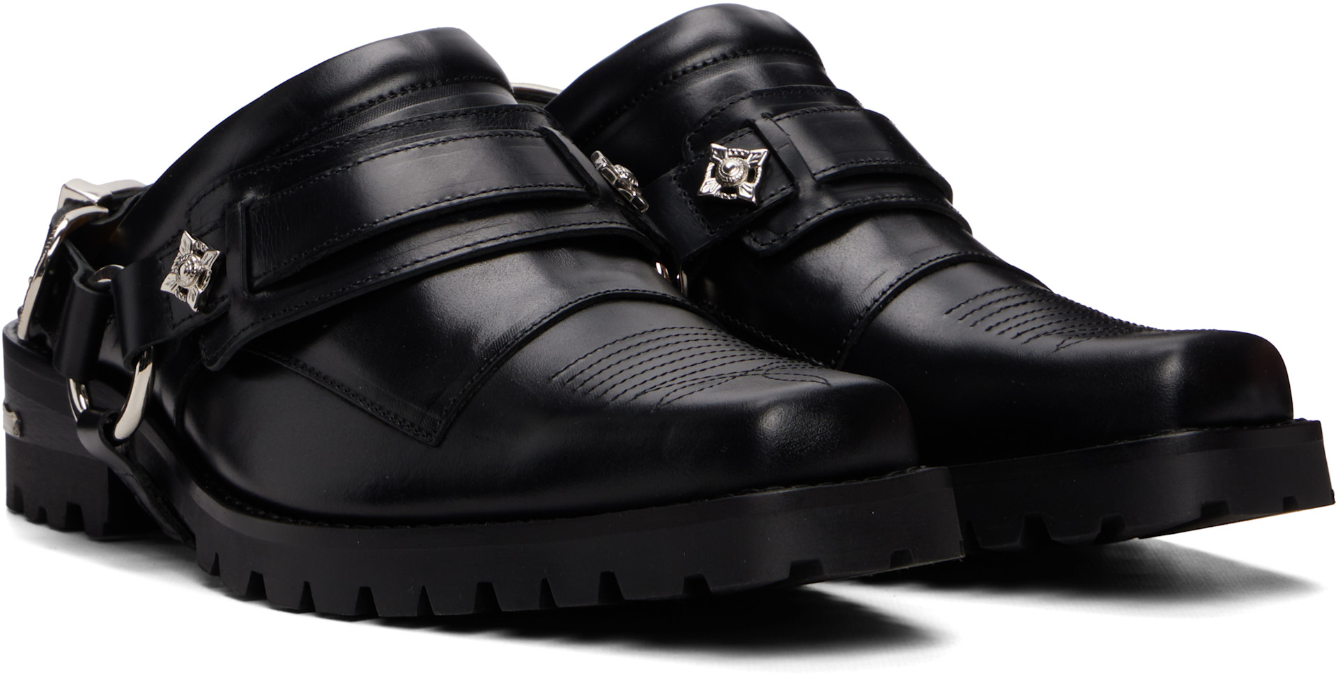 Toga Virilis: Black Leather Slip-on Loafers | SSENSE