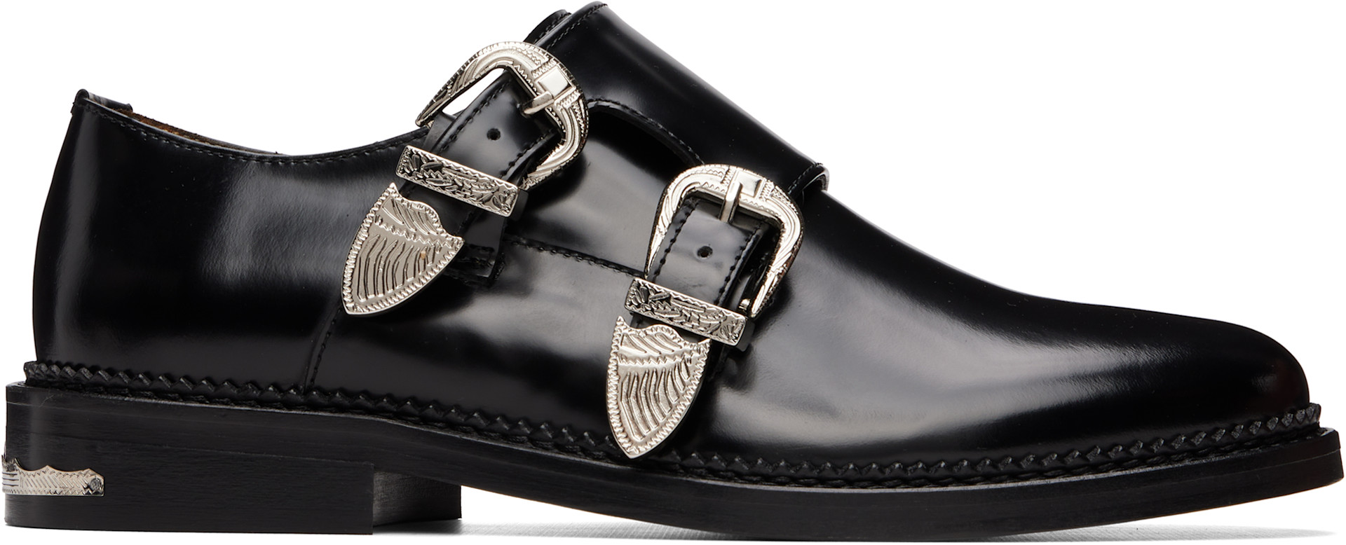 Toga Virilis: Black Polido Monkstraps | SSENSE