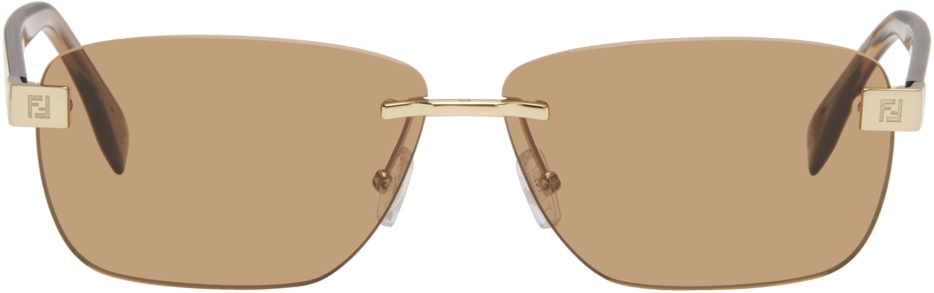 Fendi - Lunettes de soleil dorées à logos
