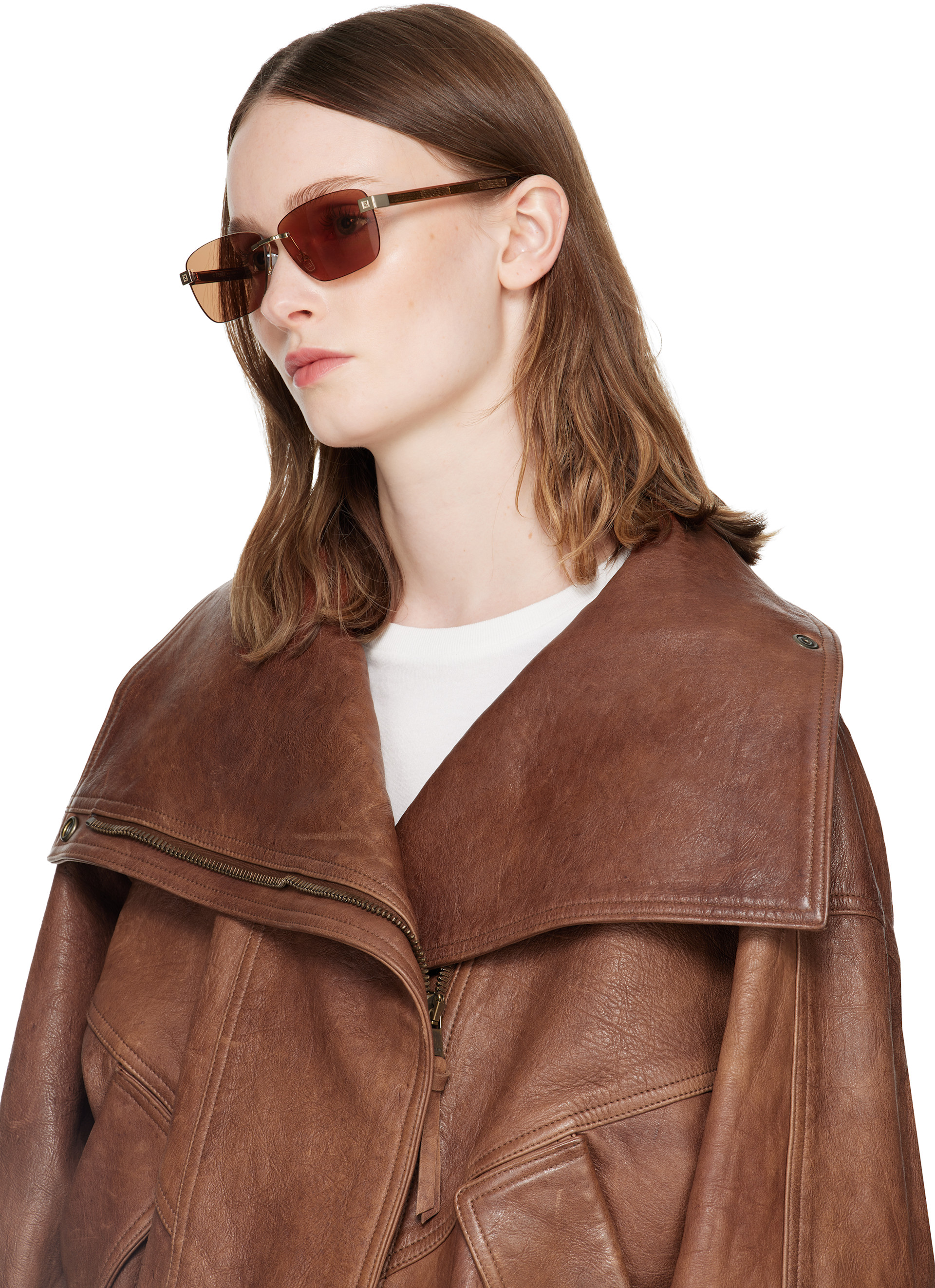 Fendi - Lunettes de soleil dorées à logos