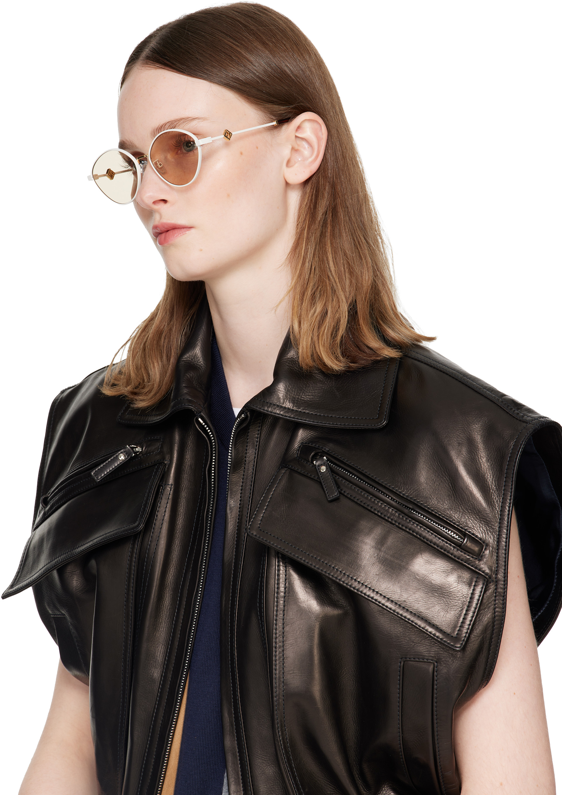 Fendi - Lunettes de soleil blanches à ferrures FF