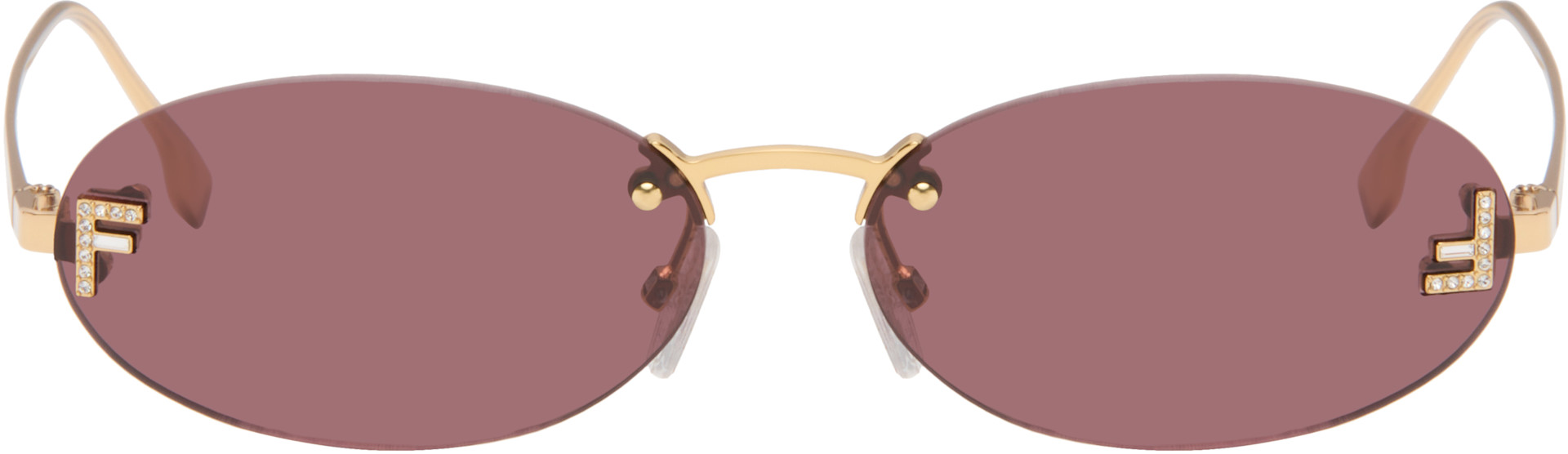 Fendi: Gold 'Fendi First' Crystal Sunglasses | SSENSE